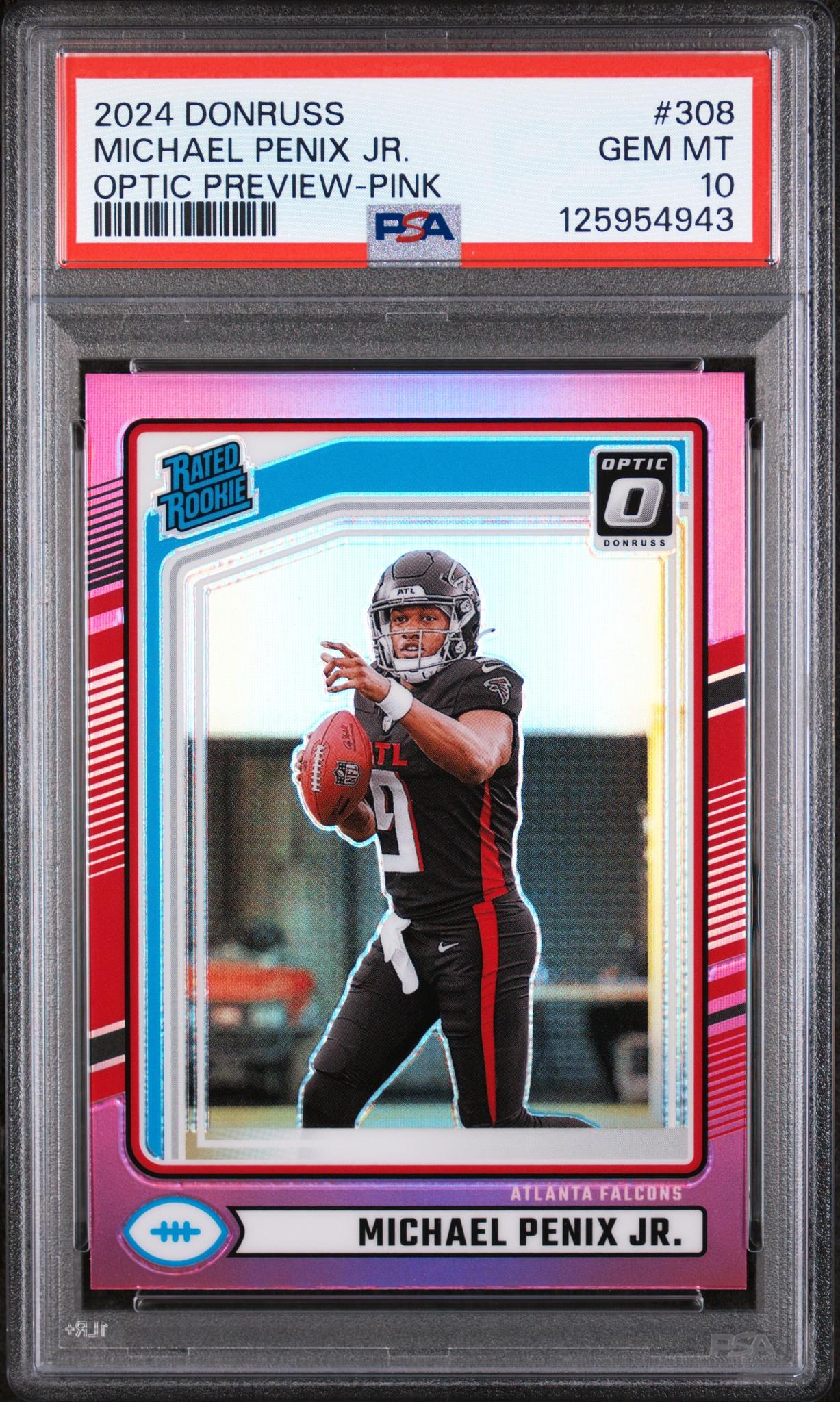 2024 Donruss Optic Rated Rookie Preview Pink Michael Penix Jr. #308 PSA 10