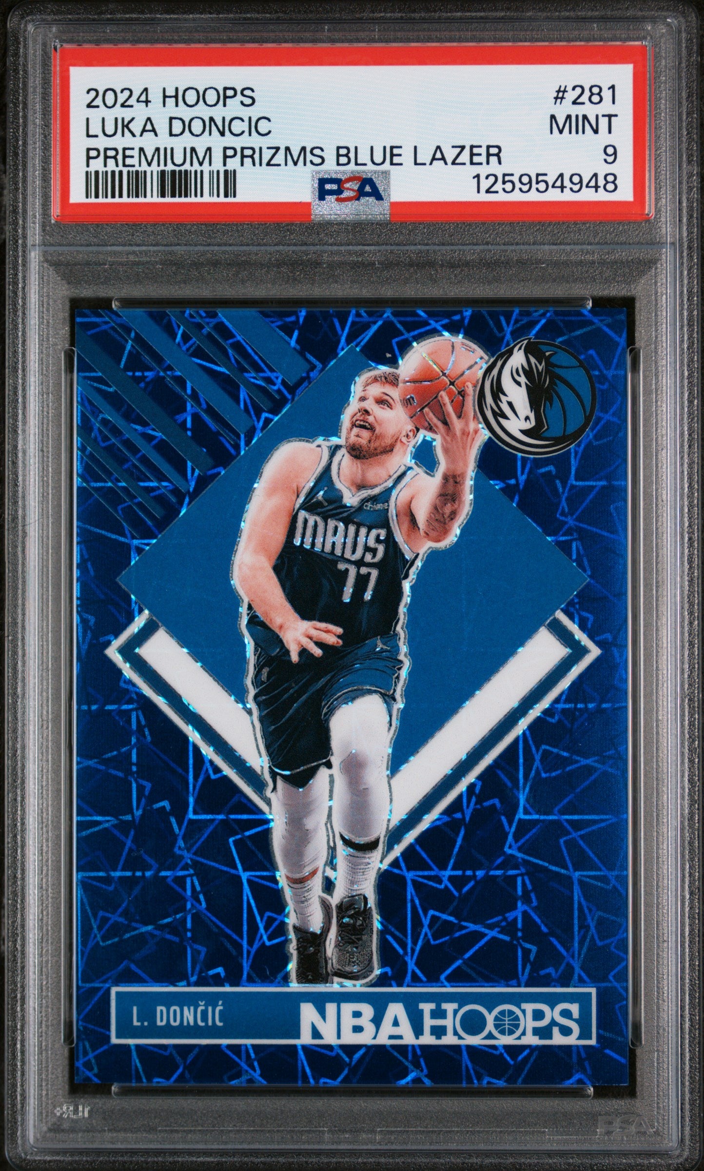 2024 Panini NBA Hoops Premium Prizms Lazer Blue Luka Doncic #281 PSA 9