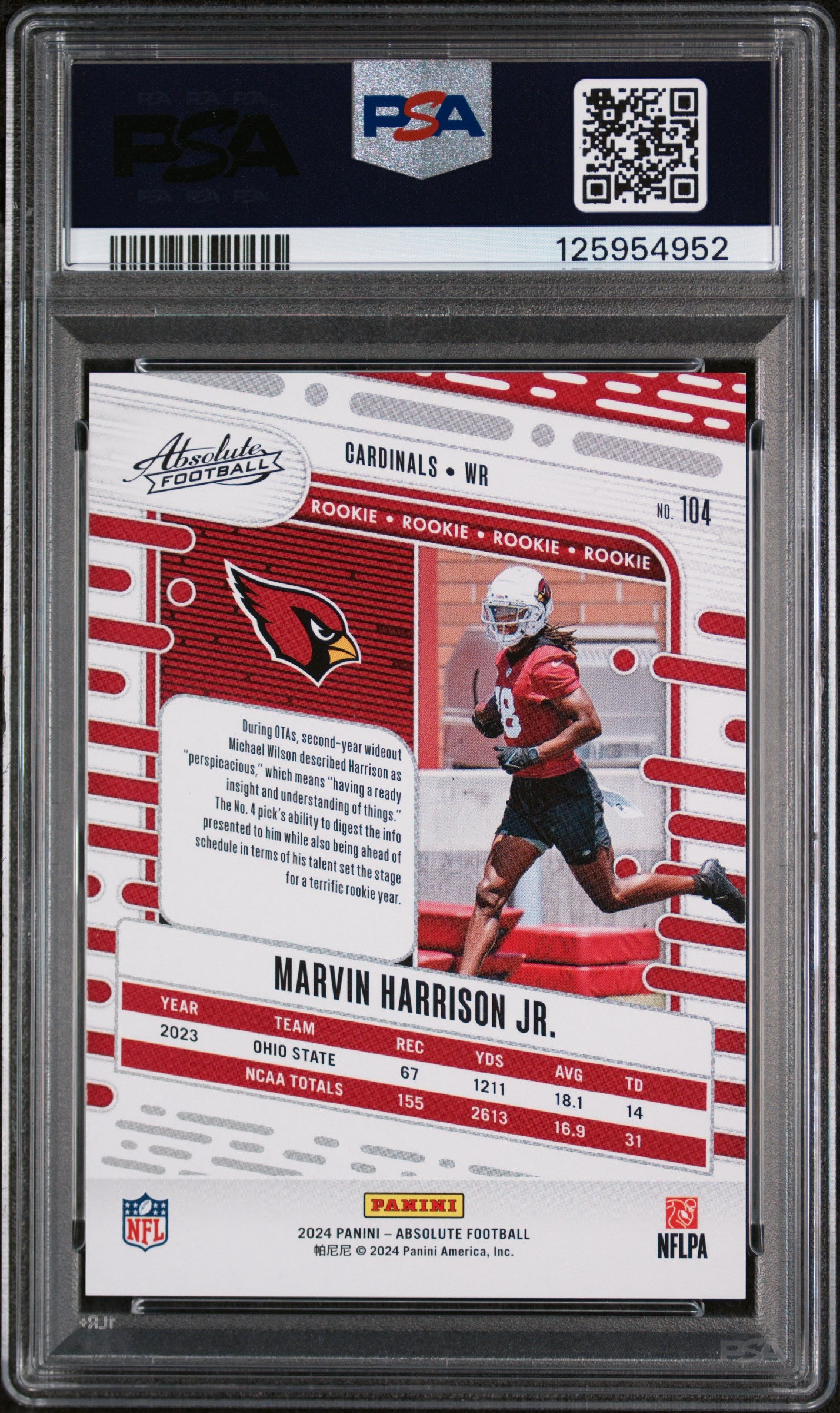 2024 Panini Absolute Orange Mosaic Marvin Harrison Jr. #104 /199 PSA 9