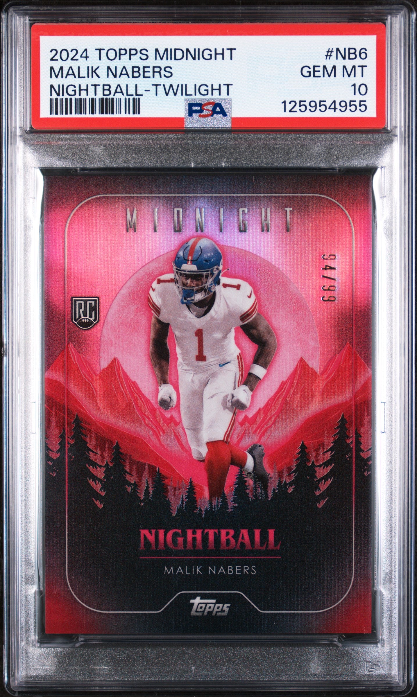 2024 Topps Midnight Nightball Twilight Malik Nabers #NB6 /99 PSA 10