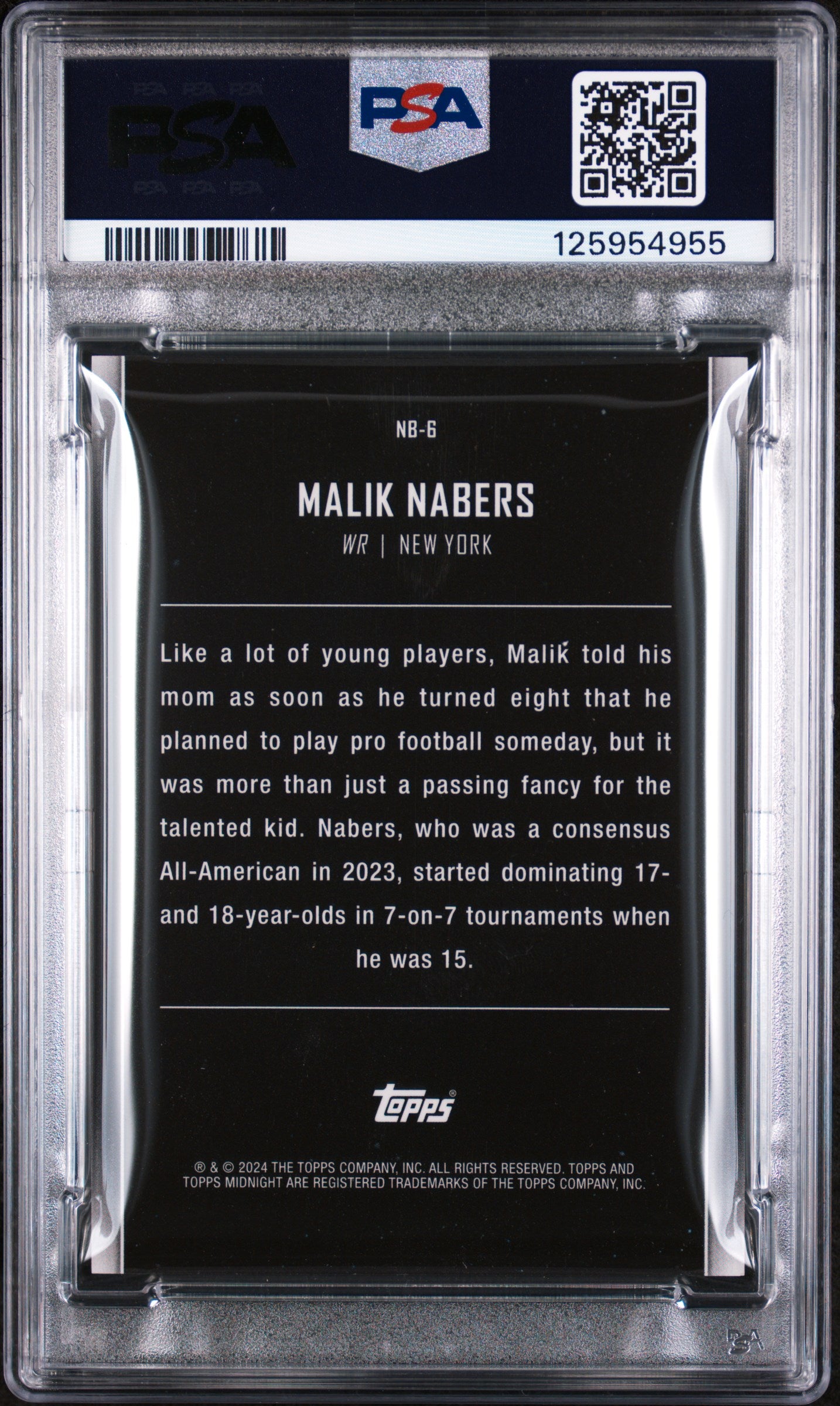2024 Topps Midnight Nightball Twilight Malik Nabers #NB6 /99 PSA 10