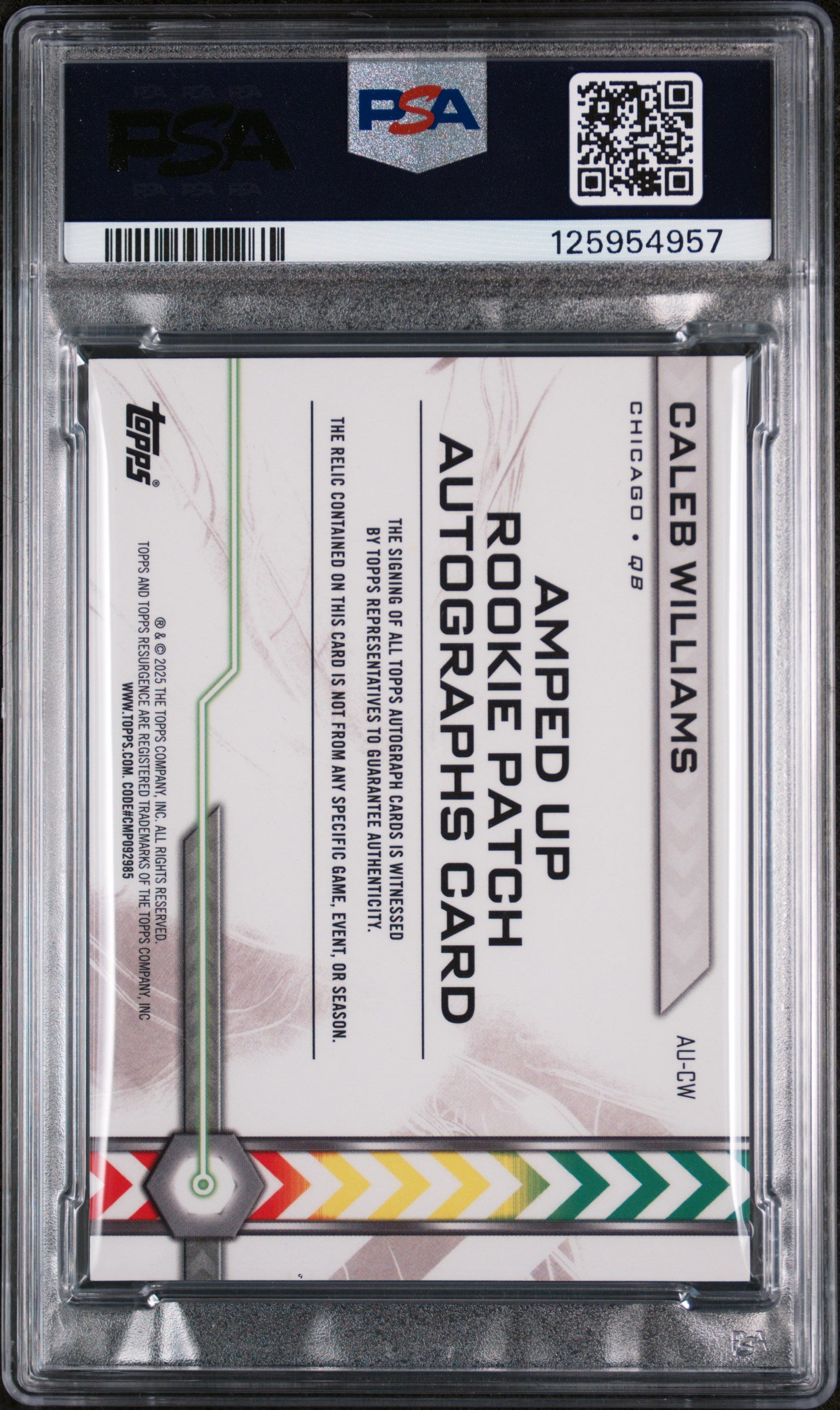 2024 Topps Resurgence Amped Up Rookie Patch Autographs Gold Power Surge Caleb Williams #AUCW /50 PSA 8