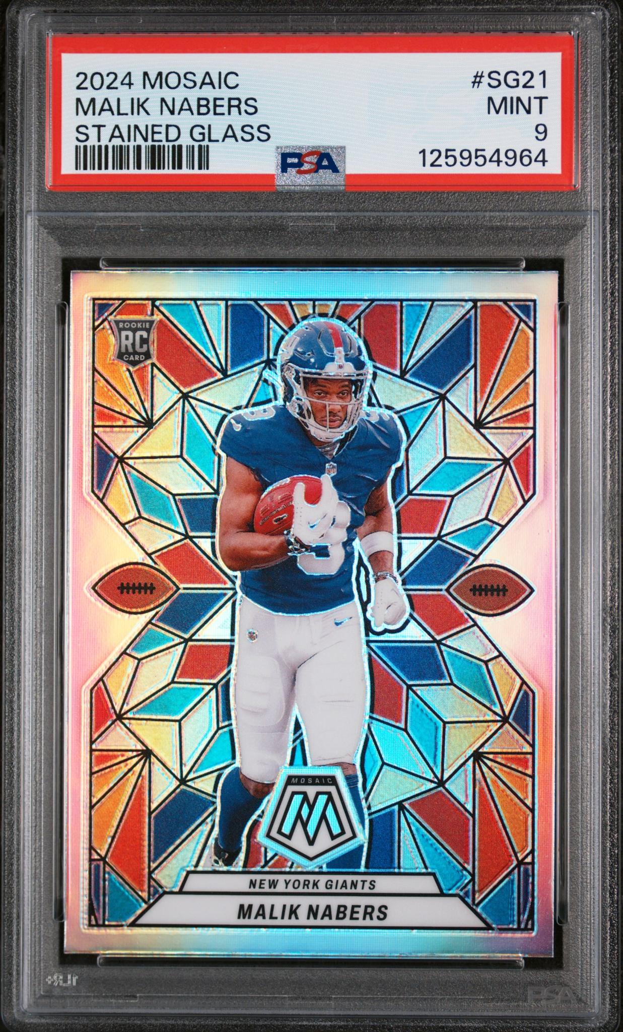 2024 Mosaic Stained Glass Malik Nabers #21 PSA 9
