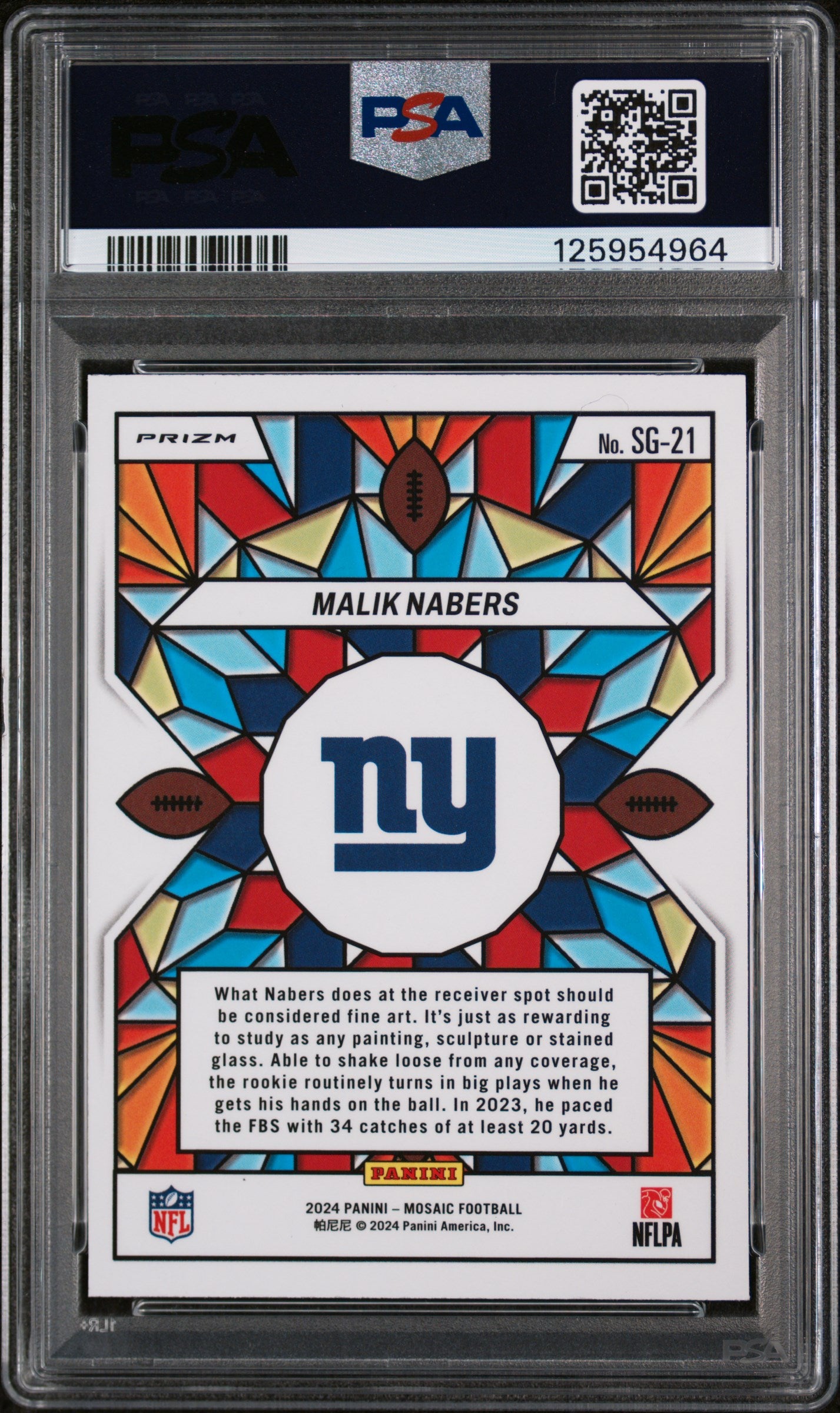 2024 Mosaic Stained Glass Malik Nabers #21 PSA 9