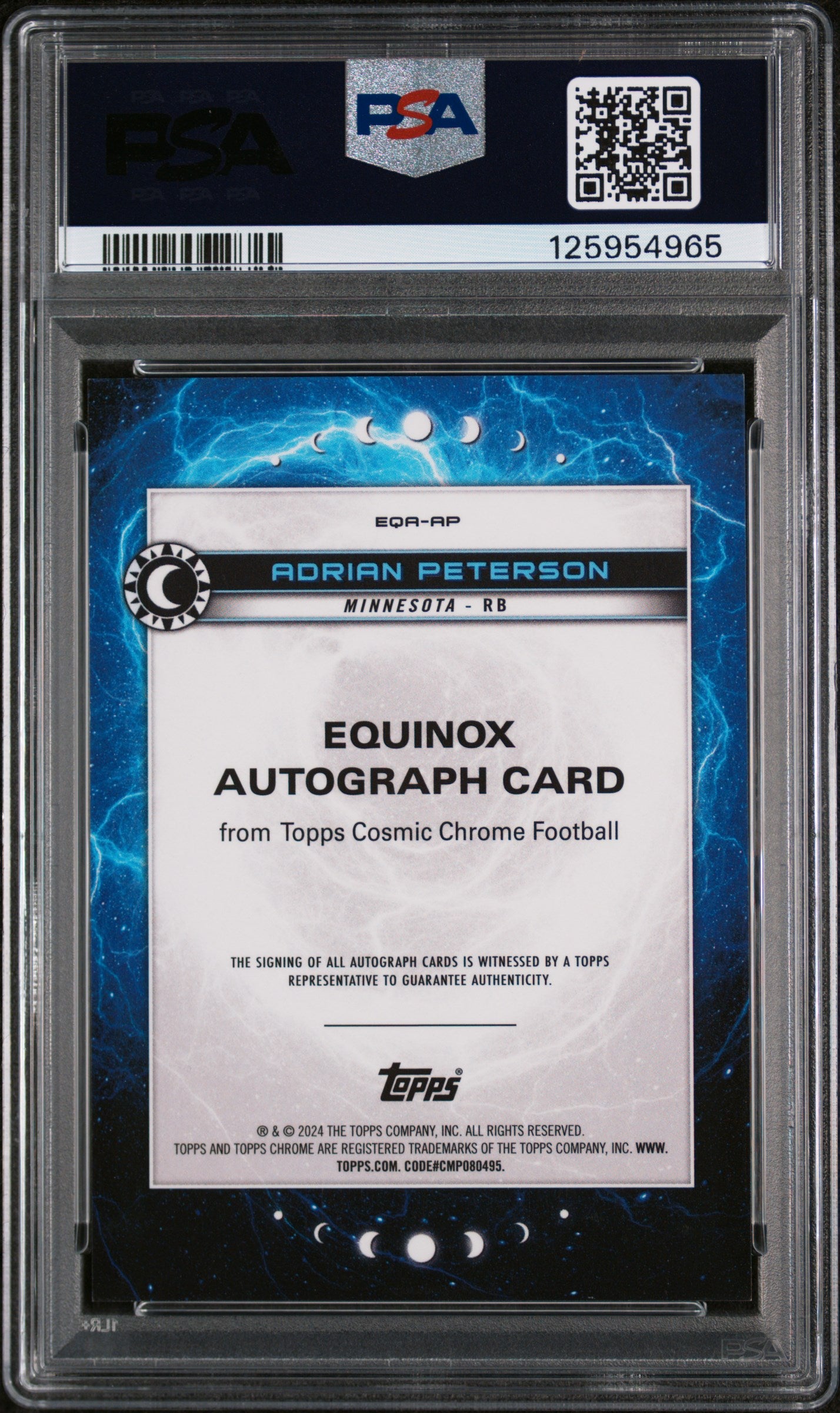 2024 Topps Cosmic Chrome Equinox Autographs Red Flare Adrian Peterson #AP /5 PSA 10