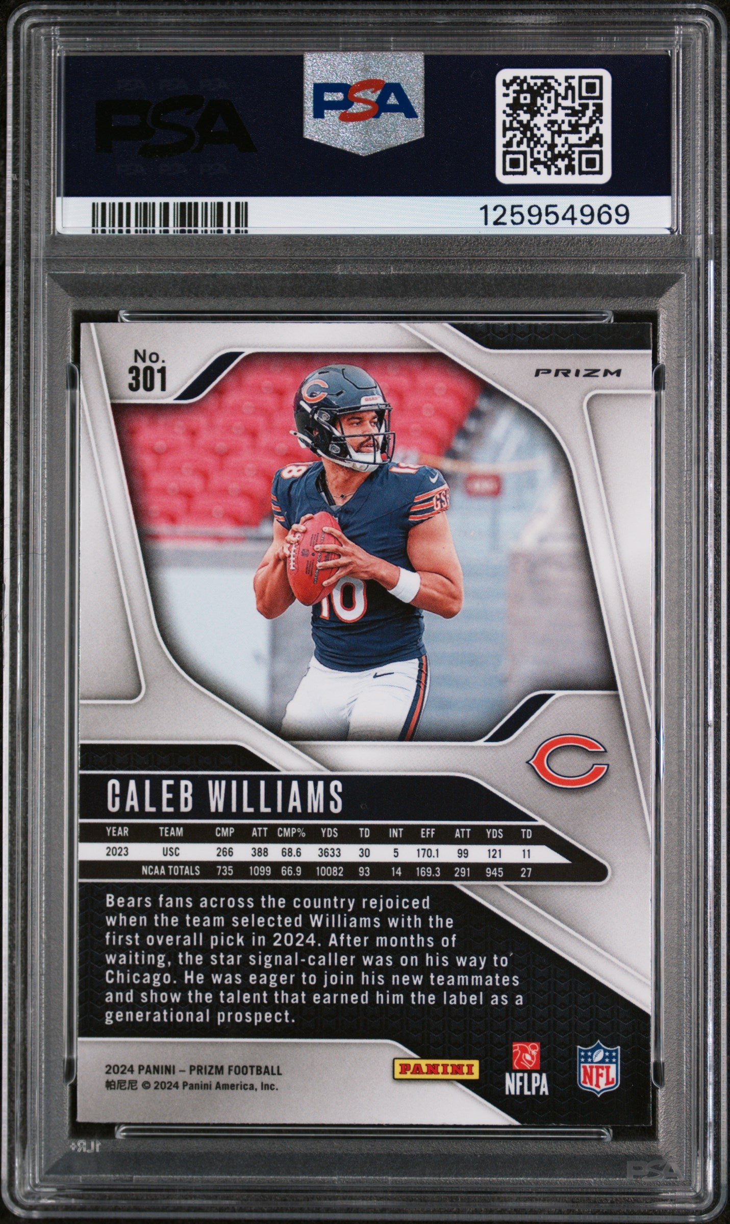 2024 Panini Prizm Disco Prizm Caleb Williams #301 PSA 10