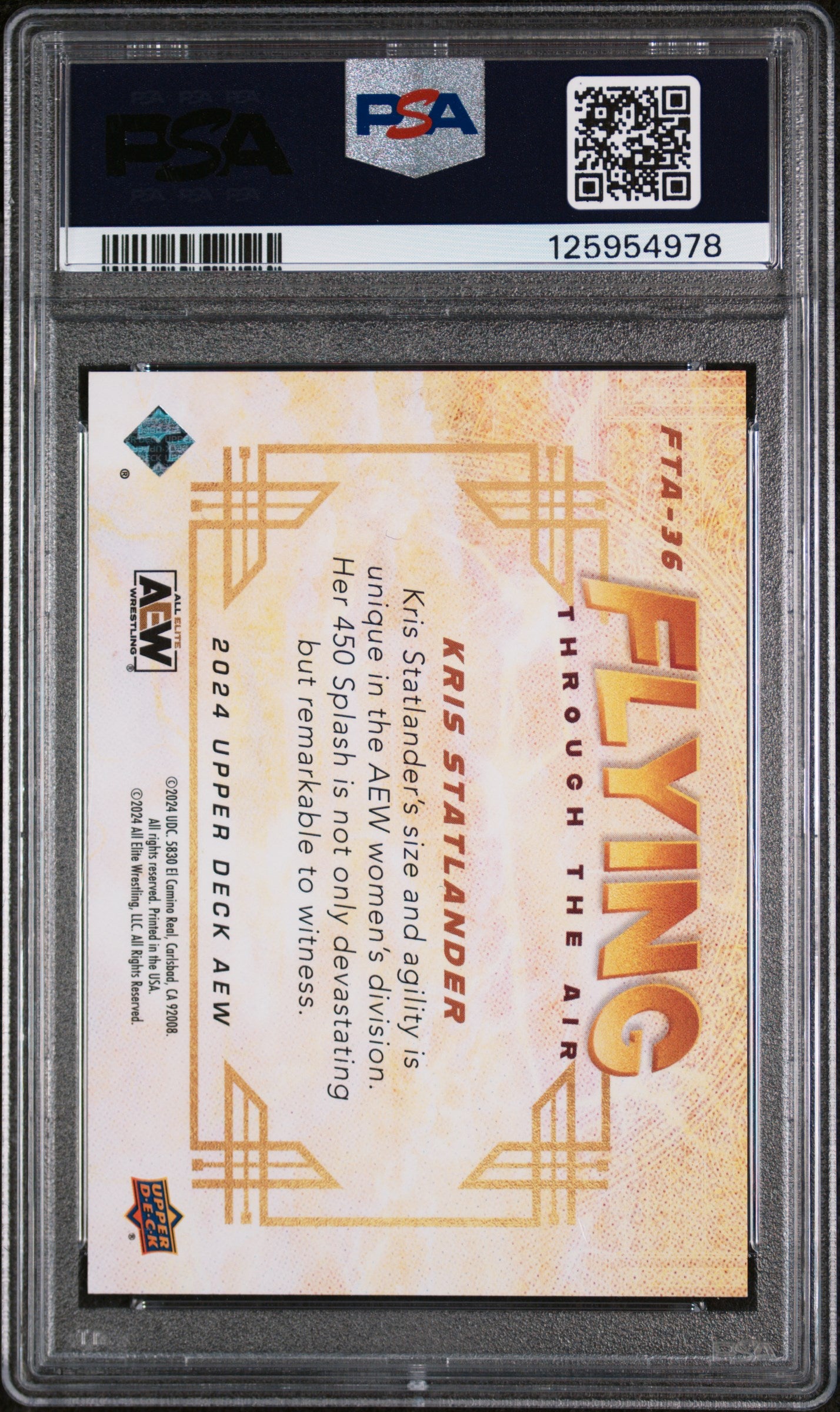 2024 Upper Deck Aew Flying Through the Air Kris Statlander #FTA36 PSA 9