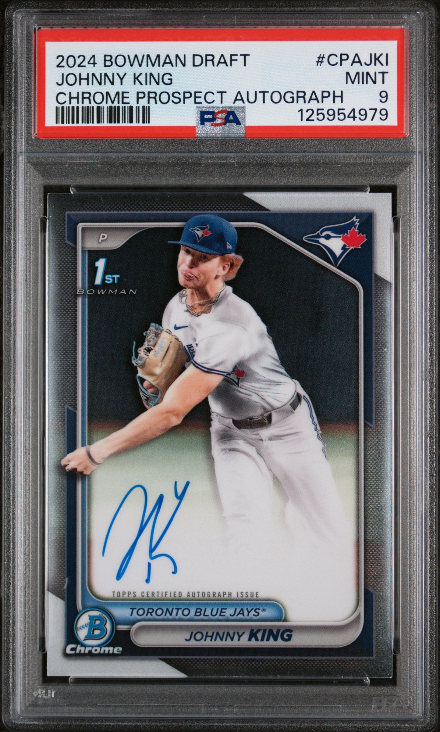2024 Bowman Draft Chrome Prospect Autographs Johnny King #CPAJKI PSA 9