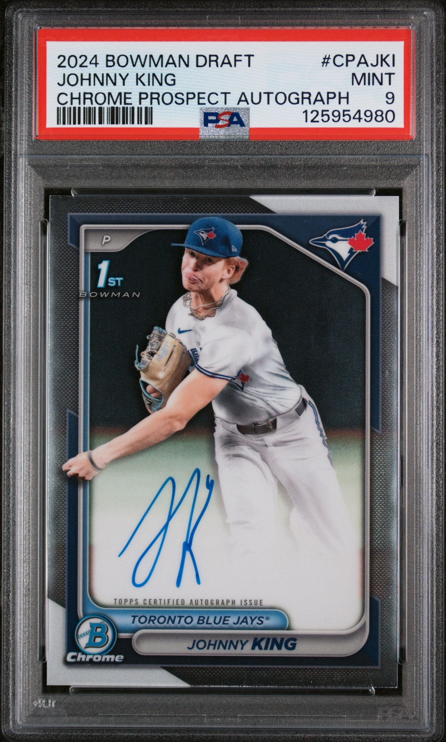 2024 Bowman Draft Chrome Prospect Autographs Johnny King #CPAJKI PSA 9