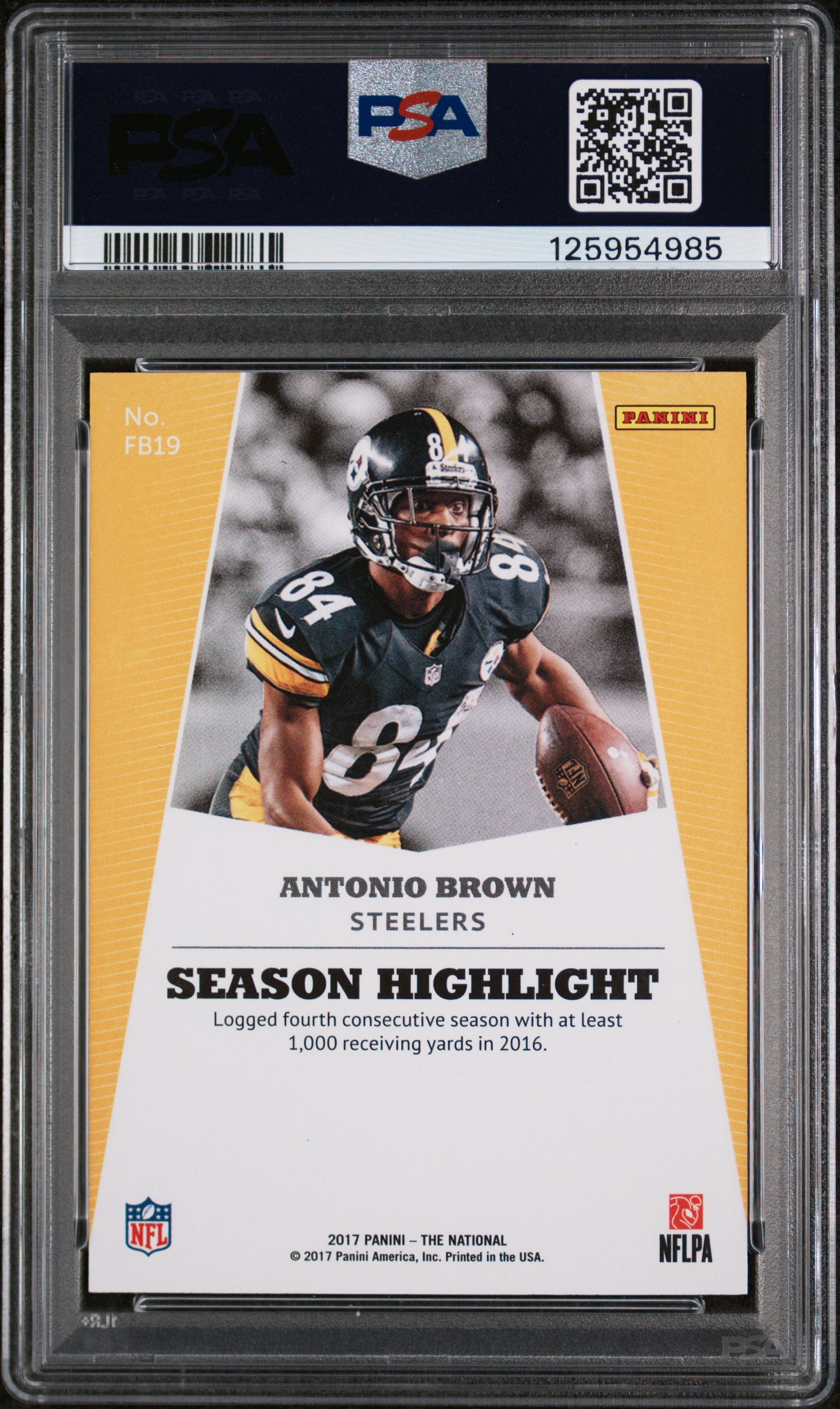 2017 Panini National Convention Pyramids Antonio Brown #FB19 /10 PSA 10