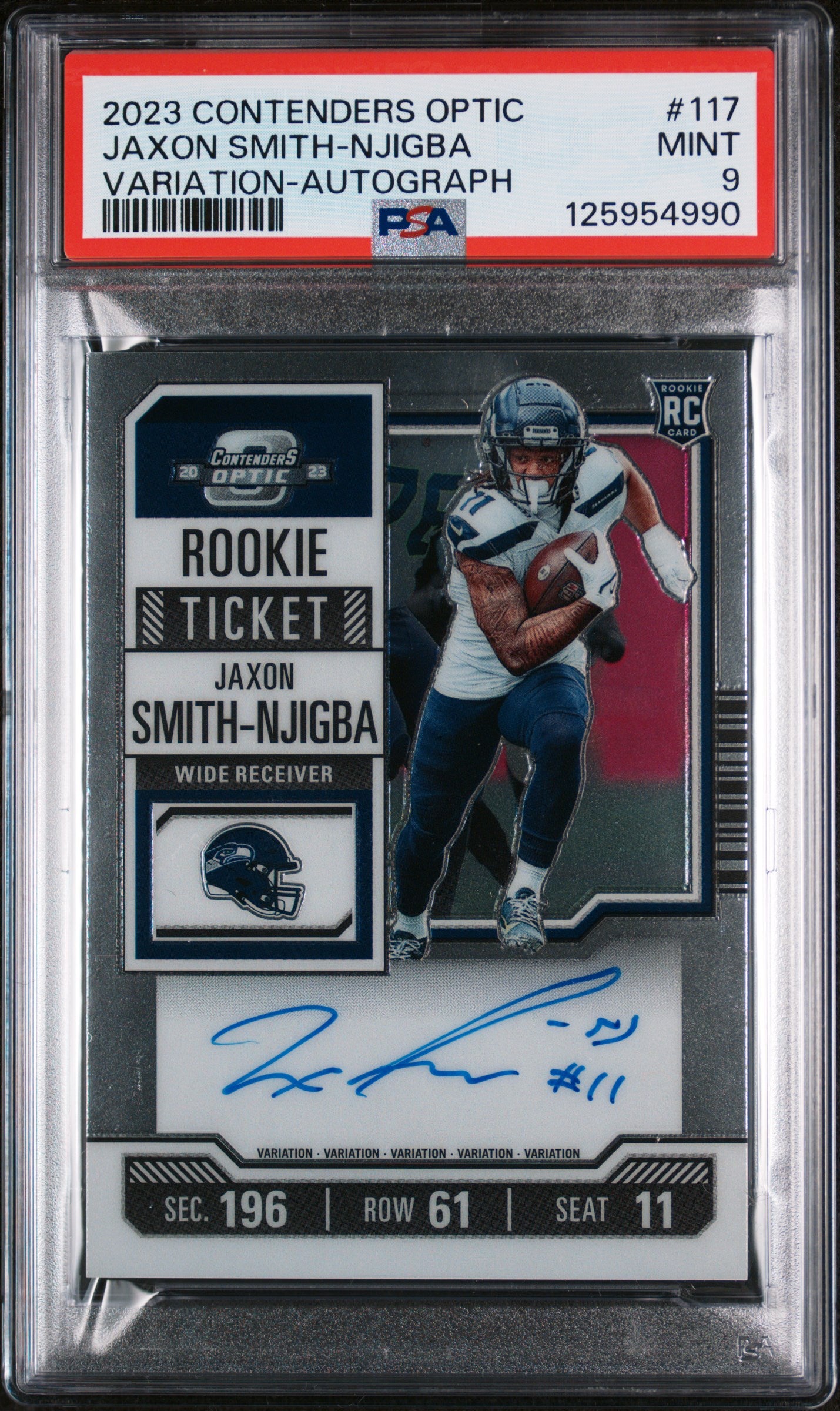 2023 Panini Contenders Optic Variation-Autograph Jaxon Smith-Njigba #117 PSA 9