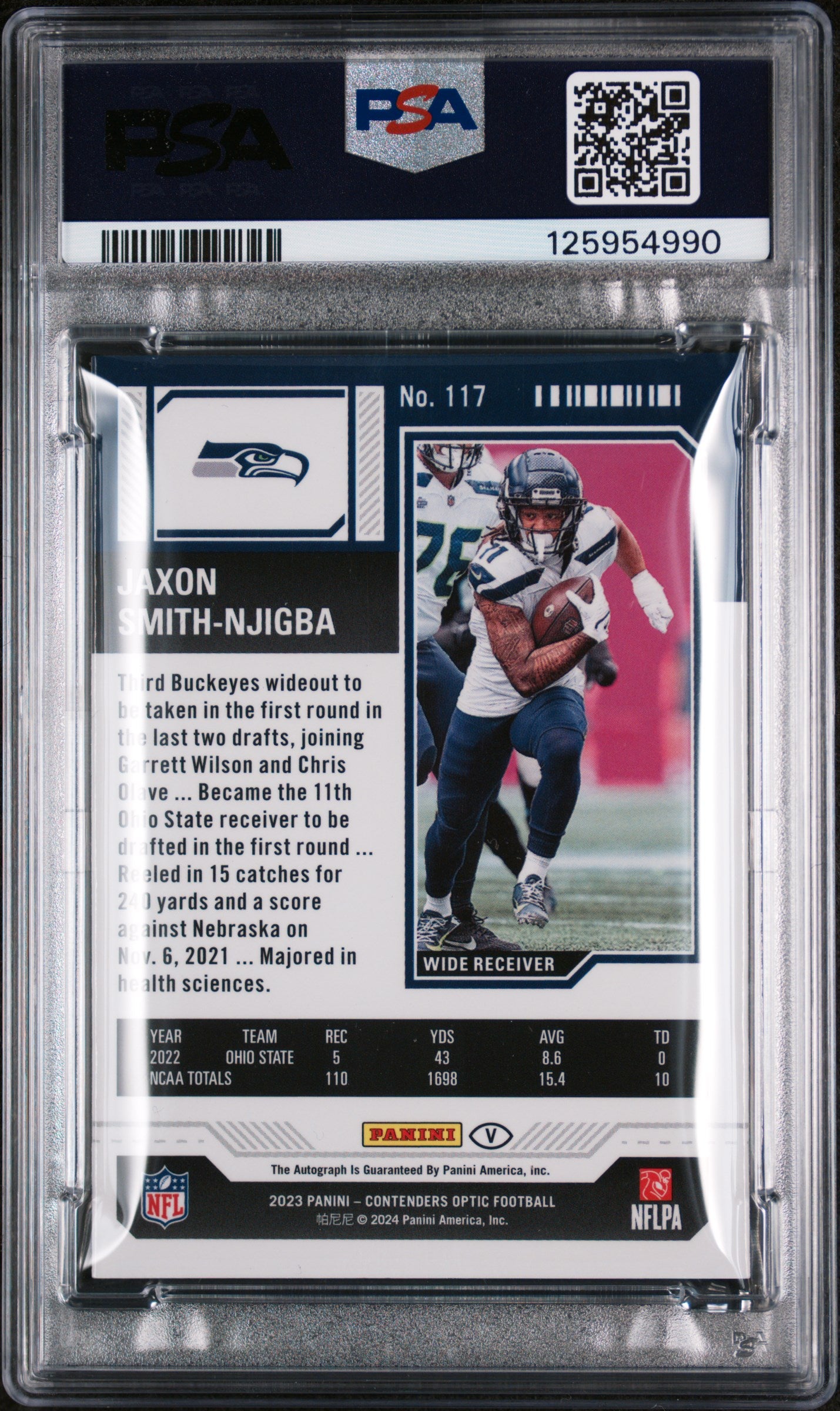 2023 Panini Contenders Optic Variation-Autograph Jaxon Smith-Njigba #117 PSA 9