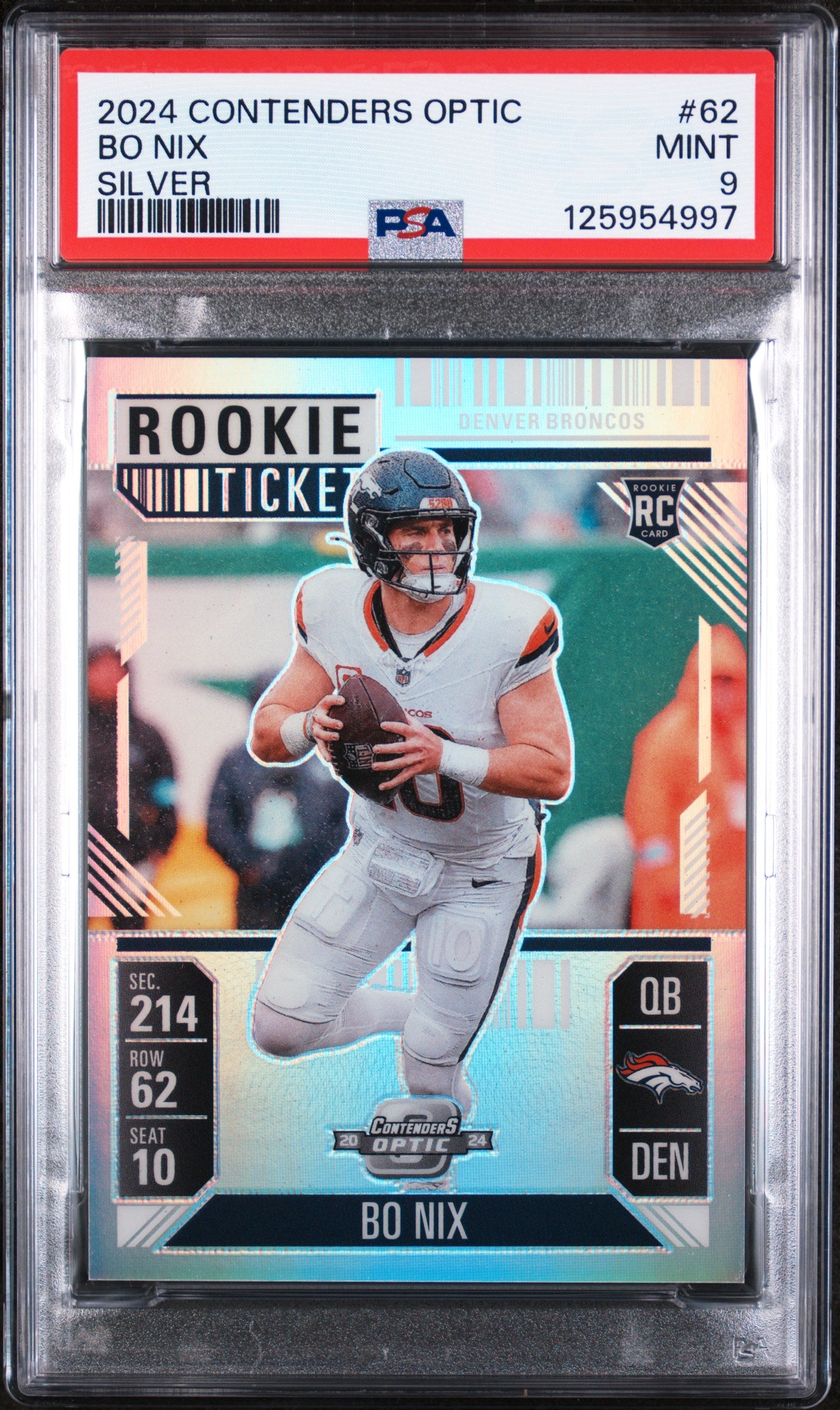 2024 Panini Contenders Optic Silver Bo Nix #62 PSA 9