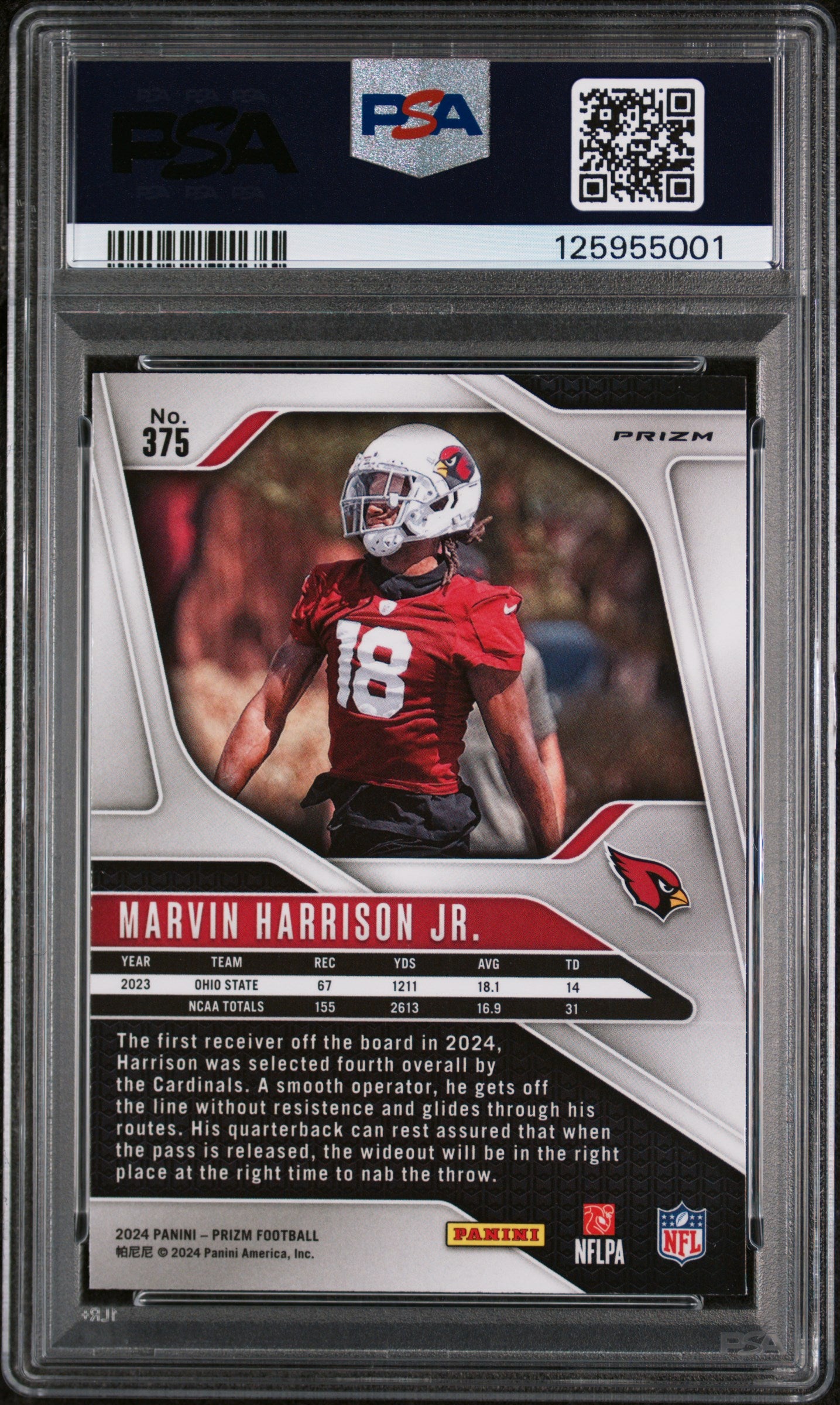 2024 Panini Prizm Silver Prizm Marvin Harrison Jr. #375 PSA 9