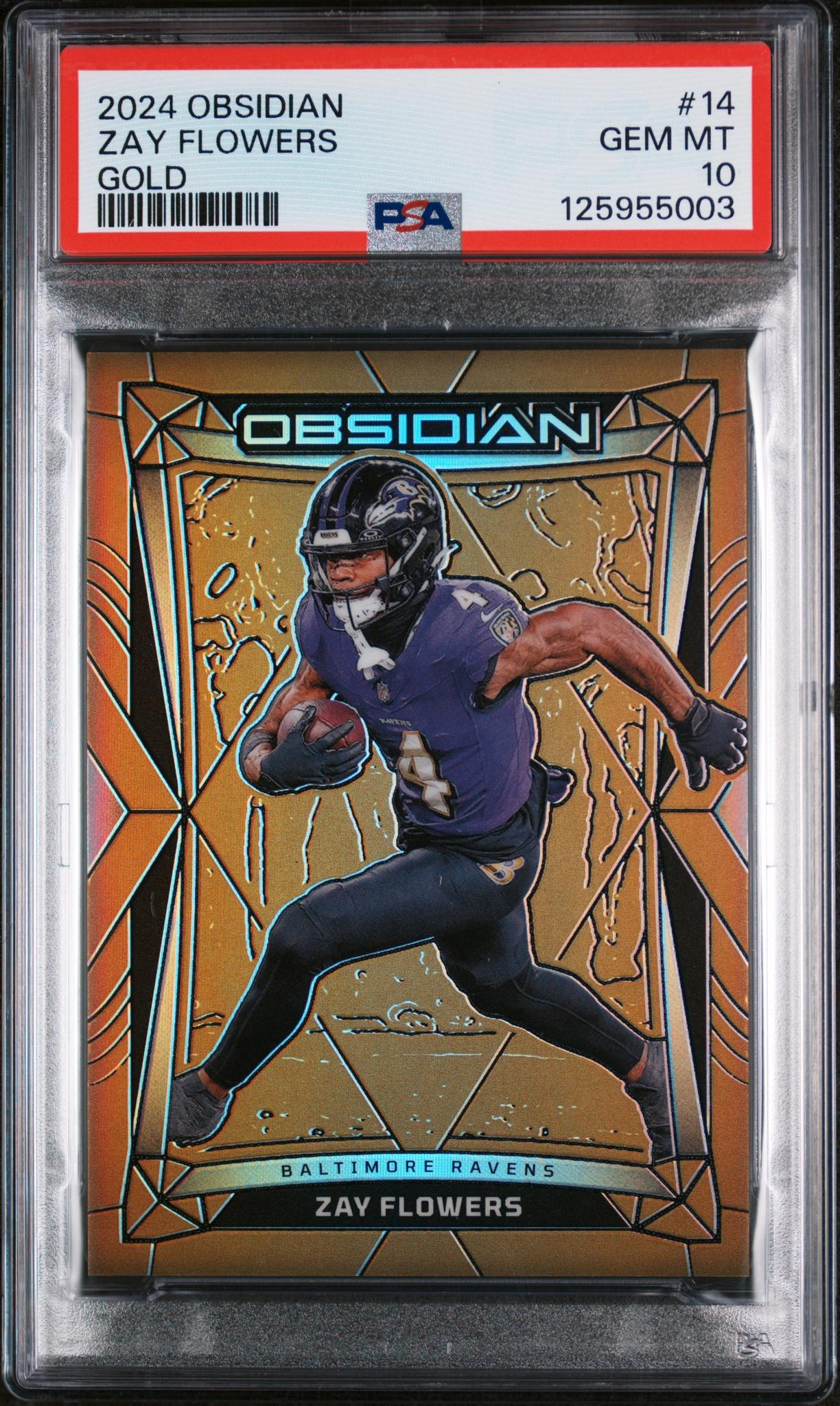 2024 Panini Obsidian Gold Zay Flowers #14 /10 PSA 10