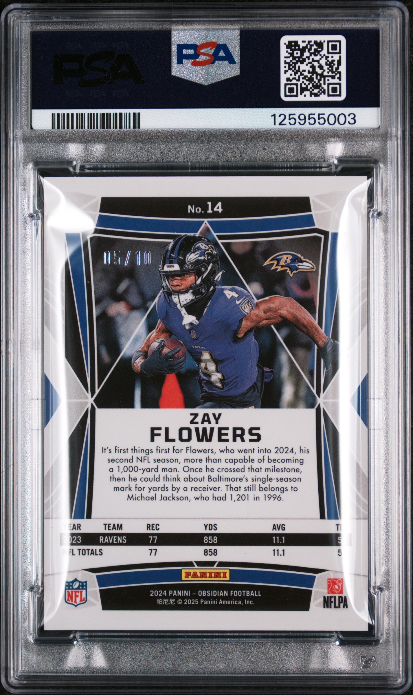 2024 Panini Obsidian Gold Zay Flowers #14 /10 PSA 10