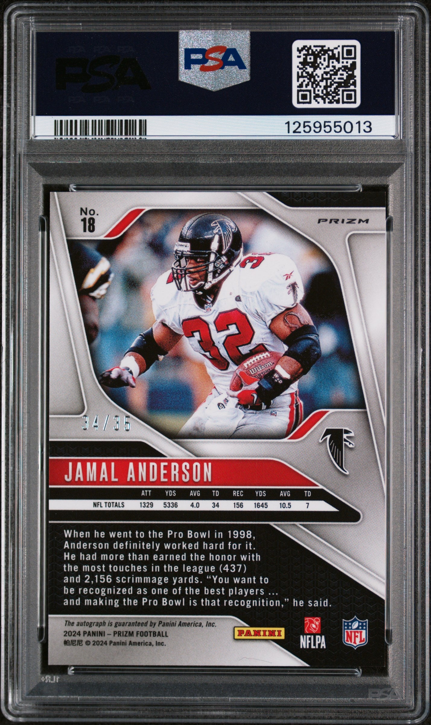 2024 Panini Prizm Rookie Autographs Red Shimmer Prizm Jamal Anderson #18 /35 PSA 10