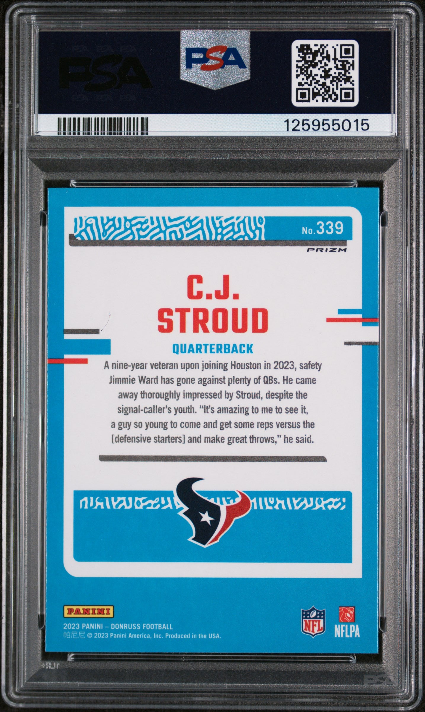 2023 Donruss Optic Rated Rookie Preview Holo CJ Stroud #339 PSA 8