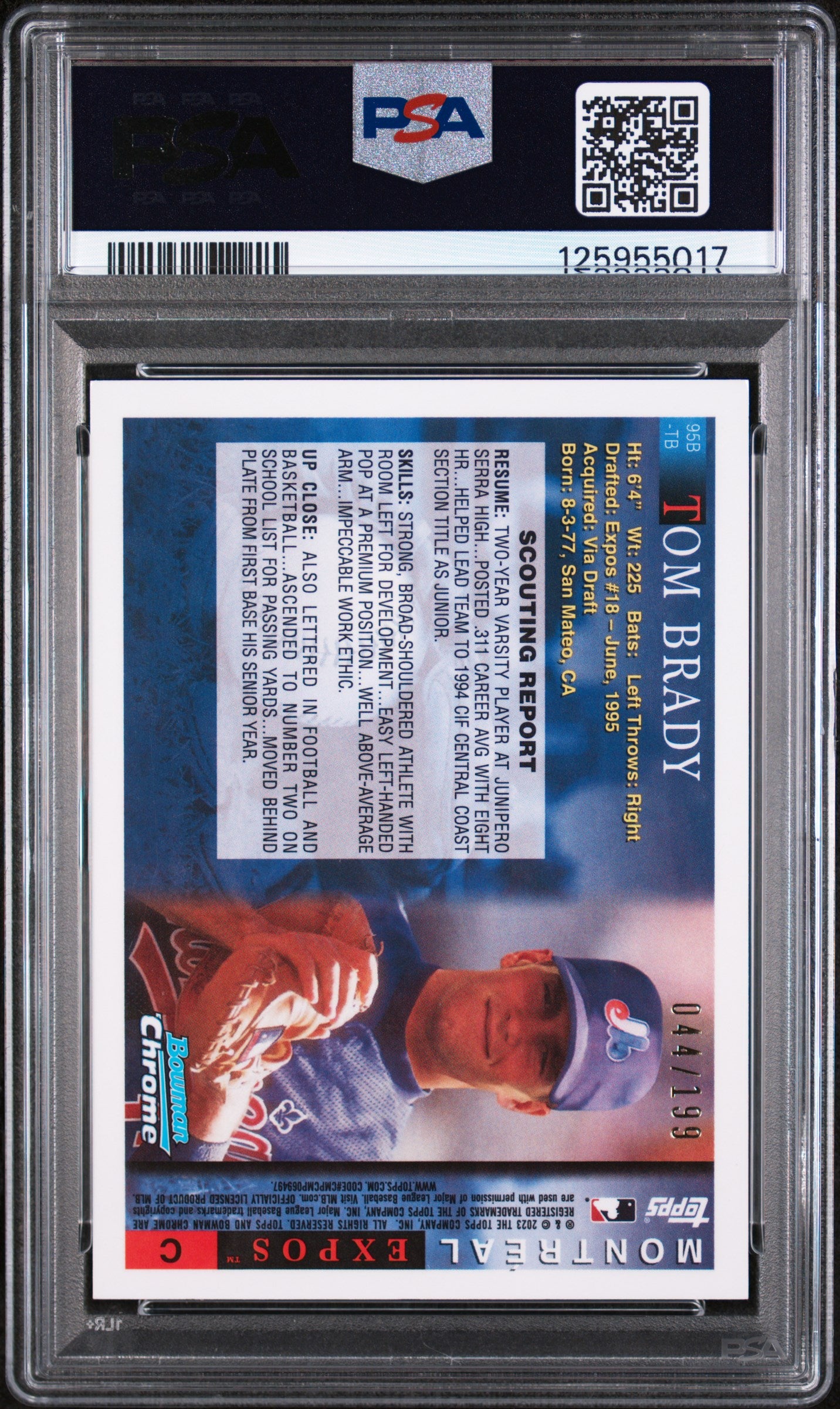 2023 Bowman Draft '95 Dream Draft Picks Tom Brady Aqua Lava Refractor Tom Brady #95BTB /199 PSA 8