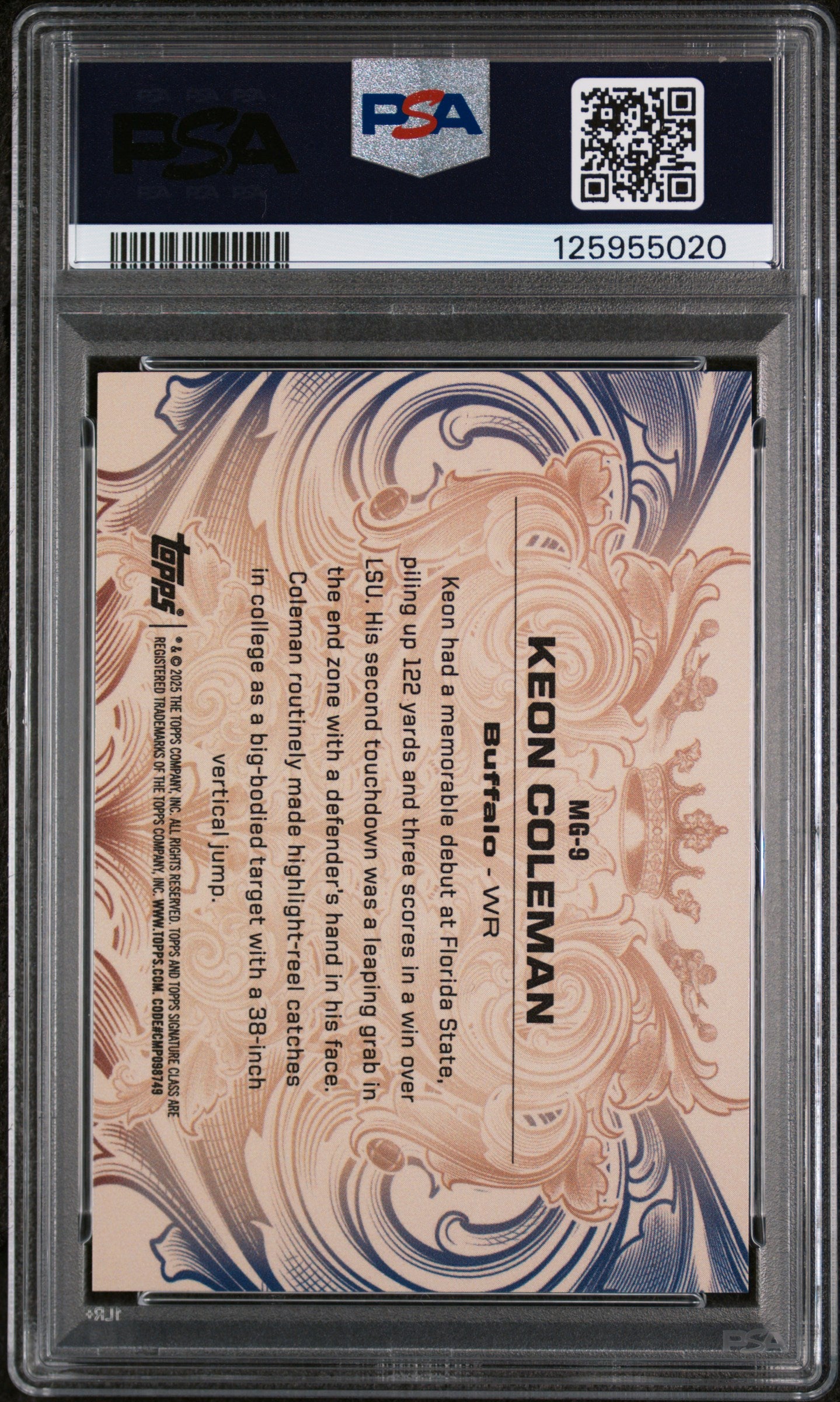 2024 Topps Signature Class Monarchs of the Game Keon Coleman #MG9 PSA 10
