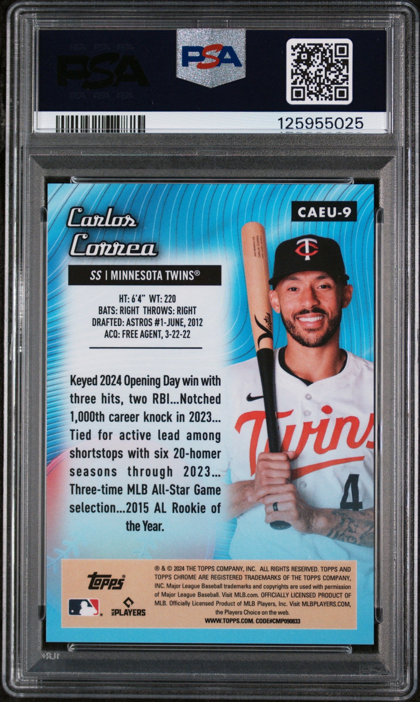 2024 Topps Chrome Update Chrome All-Etch Red Refractor Carlos Correa #9 /5 PSA 10