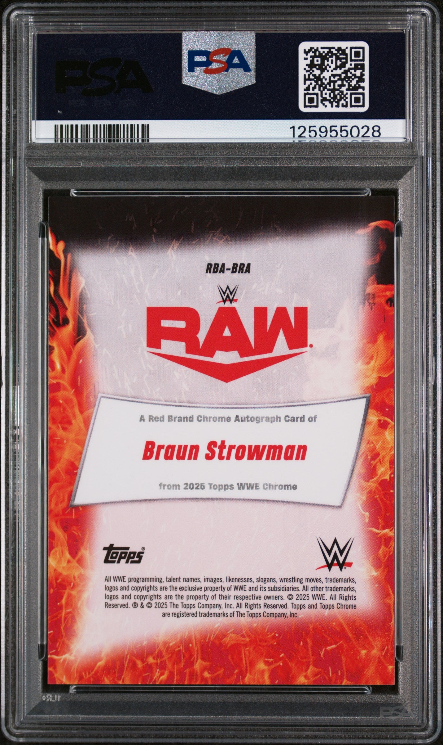 2025 Topps Chrome WWE Red Brand Chrome Autographs Orange Refractor Braun Strowman #BRA PSA 10