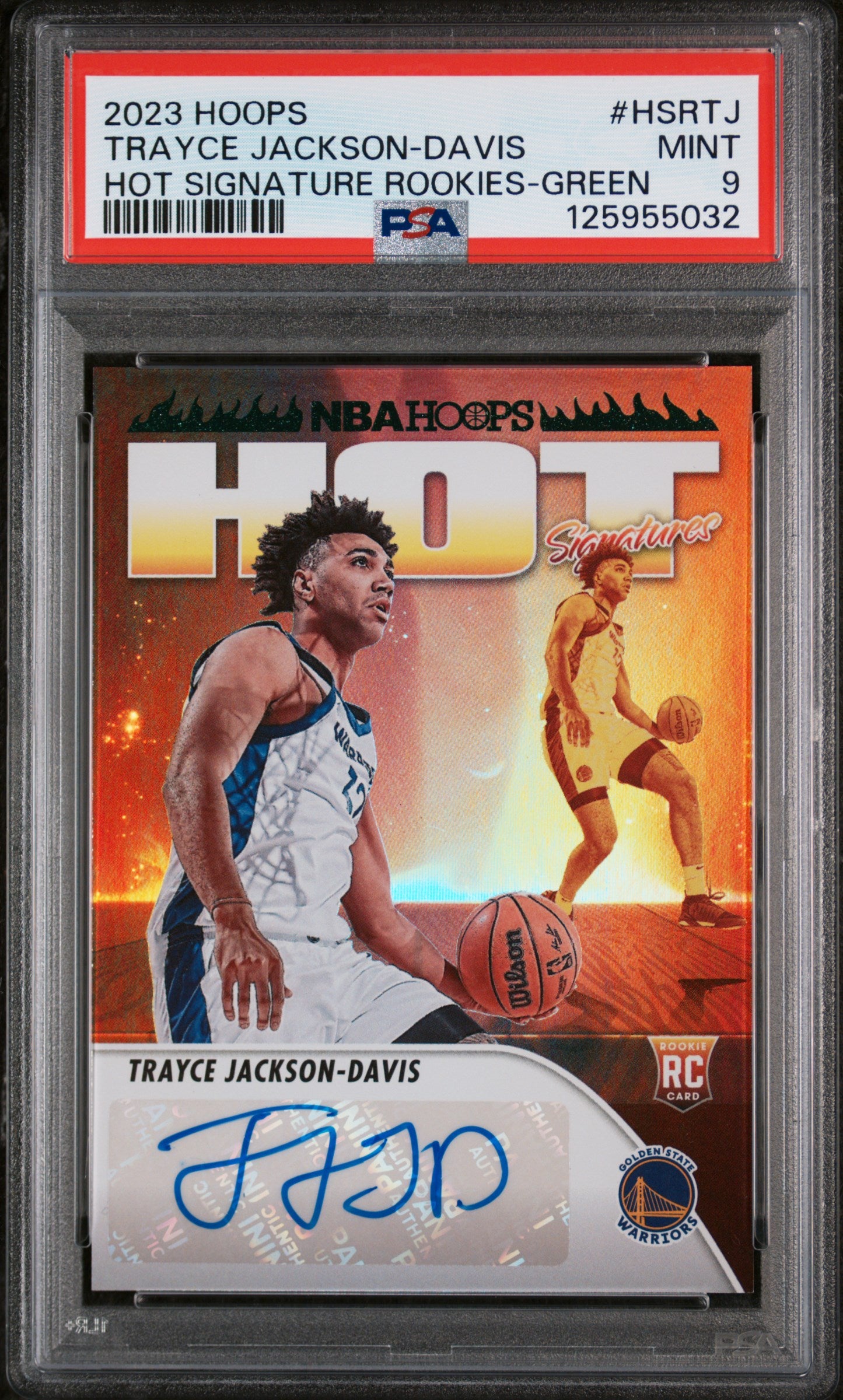 2023 Panini NBA Hoops Hot Signature Rookies Green Trayce Jackson-Davis #HSRTJ PSA 9