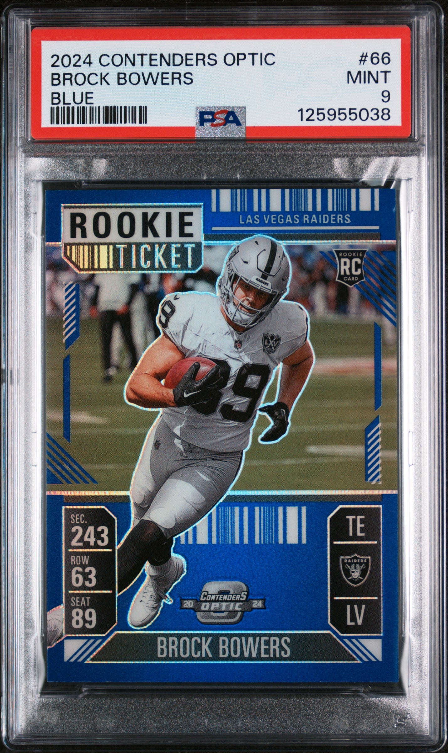 2024 Panini Contenders Optic Blue Brock Bowers #66 /99 PSA 9