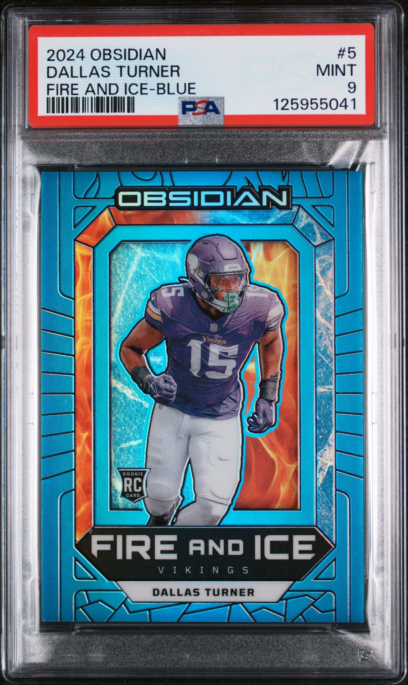 2024 Panini Obsidian Fire and Ice Blue Dallas Turner #5 /25 PSA 9