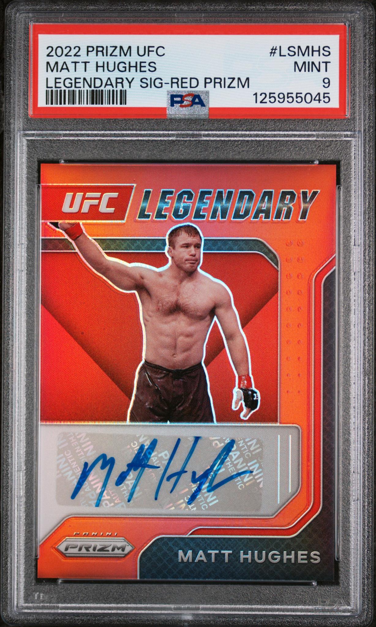 2022 Panini Prizm UFC Legendary Signatures Red Prizm Matt Hughes #LSMHS /99 PSA 9