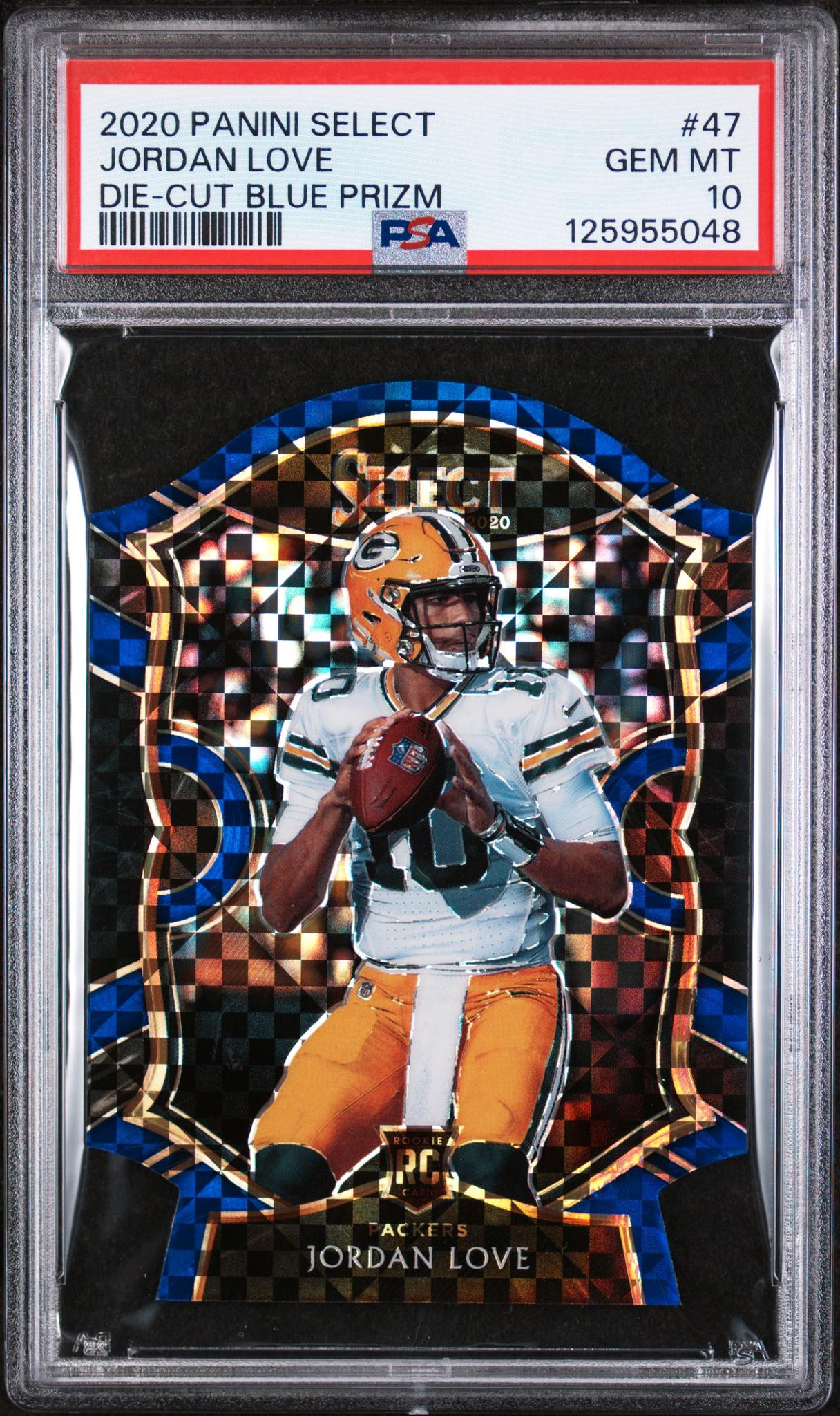2020 Panini Select Concourse Blue Die Cut Prizm Jordan Love #47 PSA 10