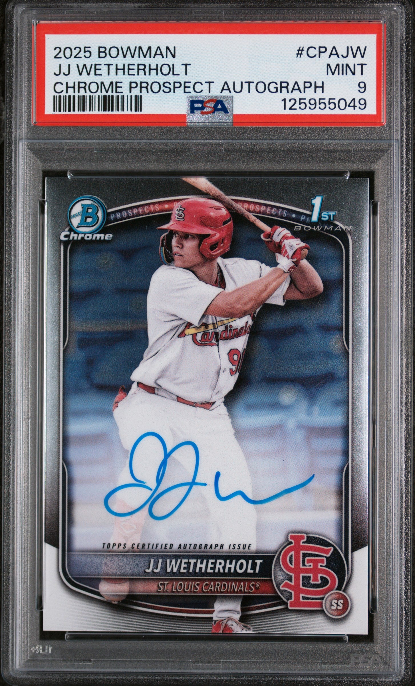 2025 Bowman Chrome Prospect Autograph JJ Wetherholt #CPAJW PSA 9