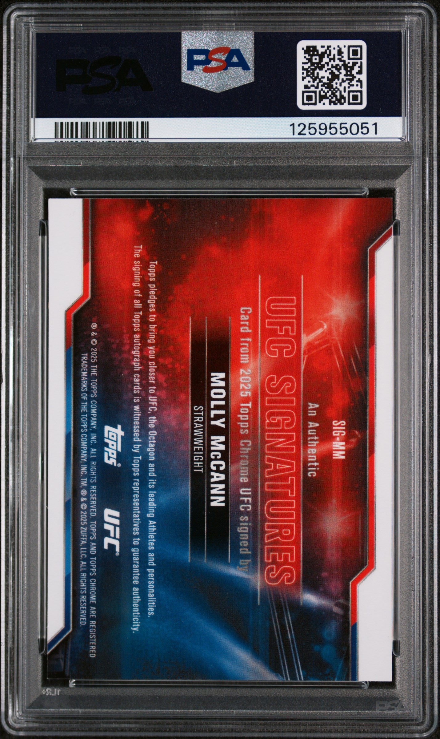 2025 Topps Chrome UFC Ufc Signatures Red Geometric Molly Mccann #SIGMM /5 PSA 9