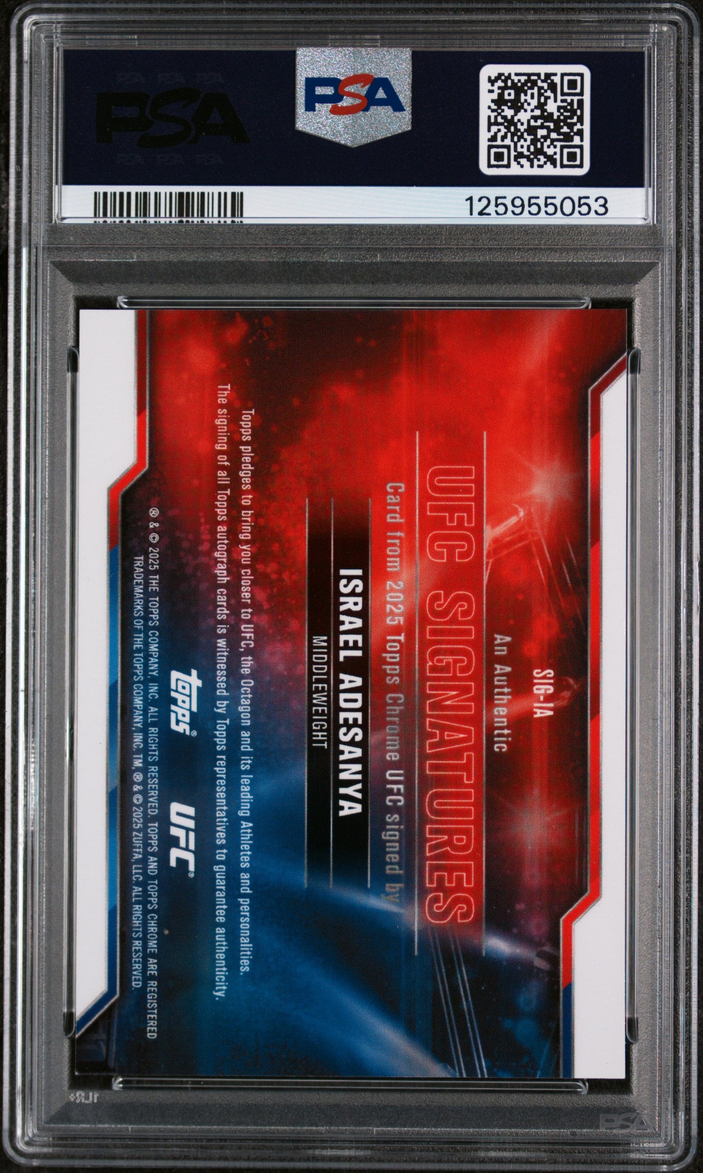 2025 Topps Chrome UFC Ufc Signatures Green Geometric Israel Adesanya #SIGIA /99 PSA 9