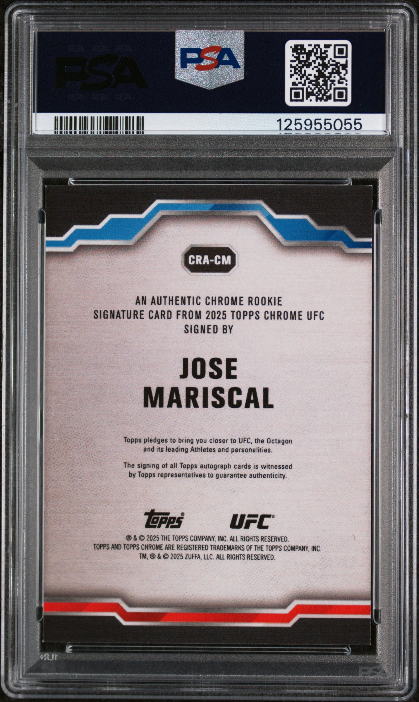 2025 Topps Chrome UFC Chrome Rookie Autographs Gold Refractor Jose Mariscal #CRACM /50 PSA 8