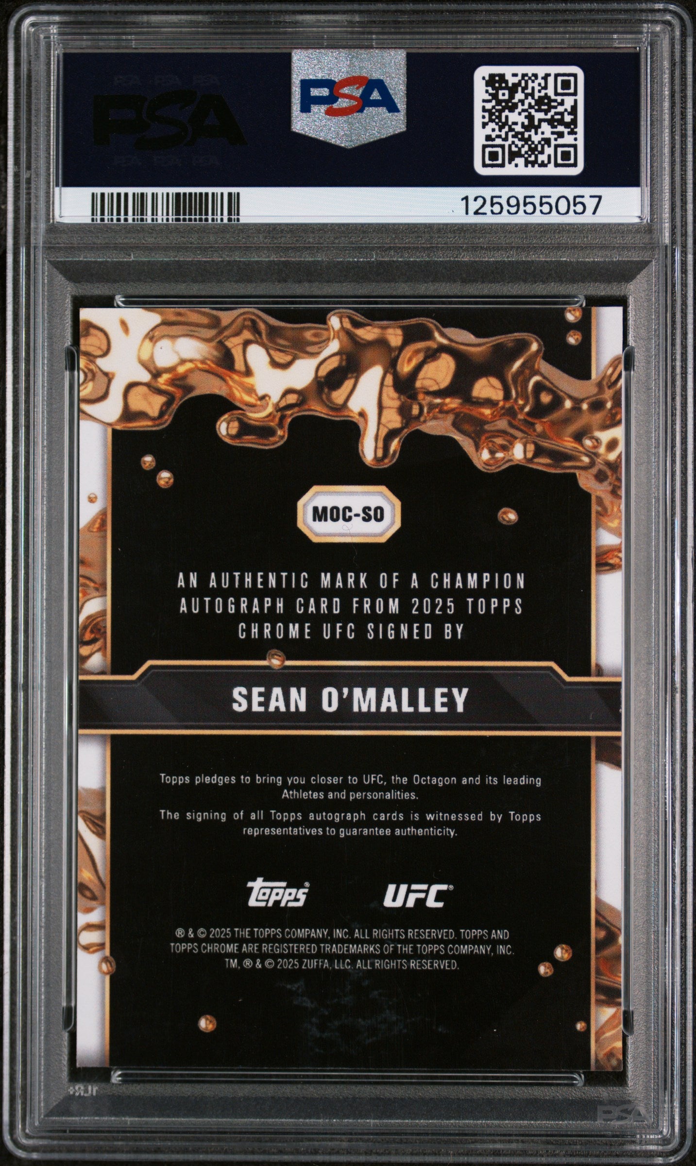 2025 Topps Chrome UFC Mark of A Champion Orange Geometric Sean O'Malley #MOCSO PSA 8