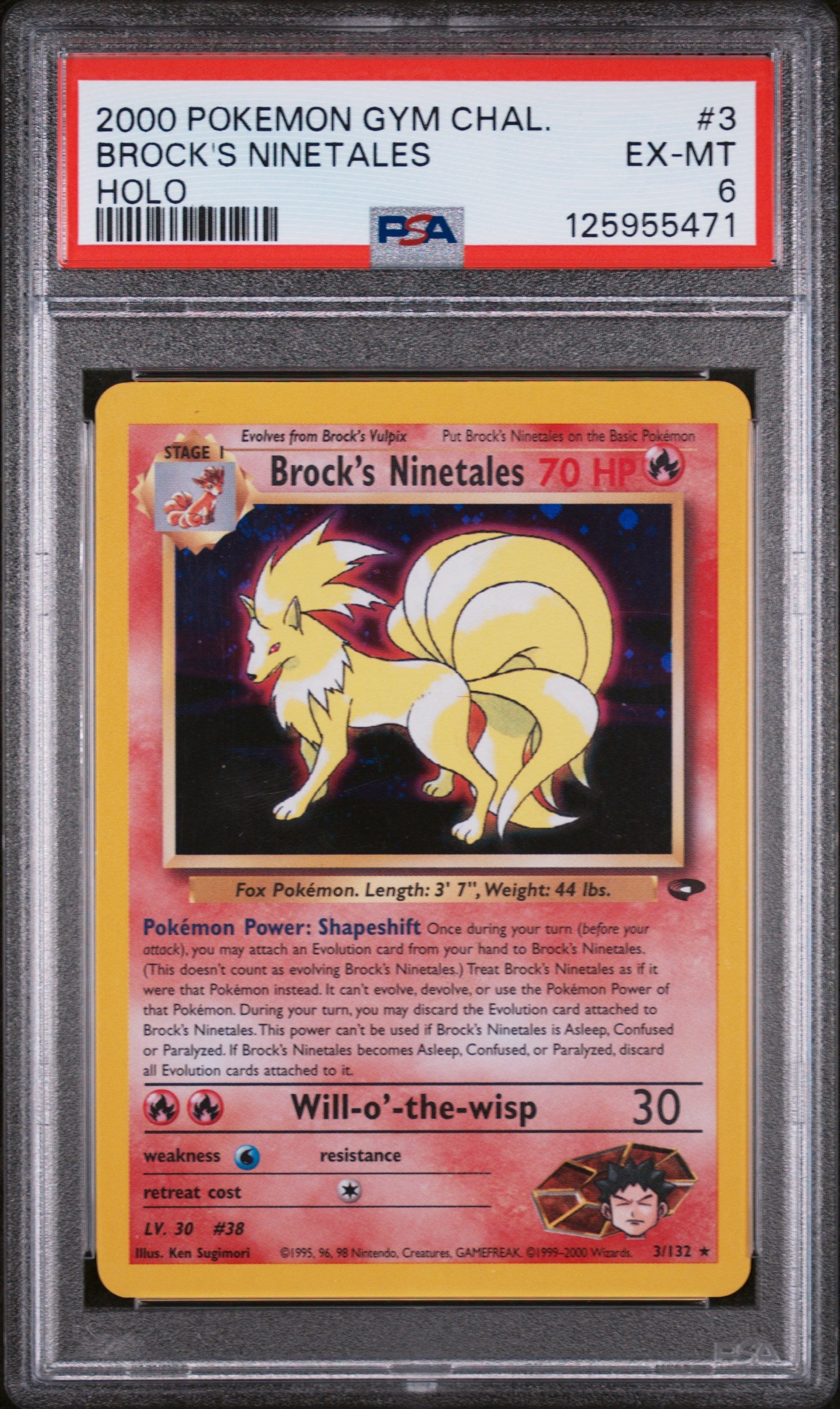 2000 Pokemon Gym Challenge Holo Brock's Ninetales #3 PSA 6