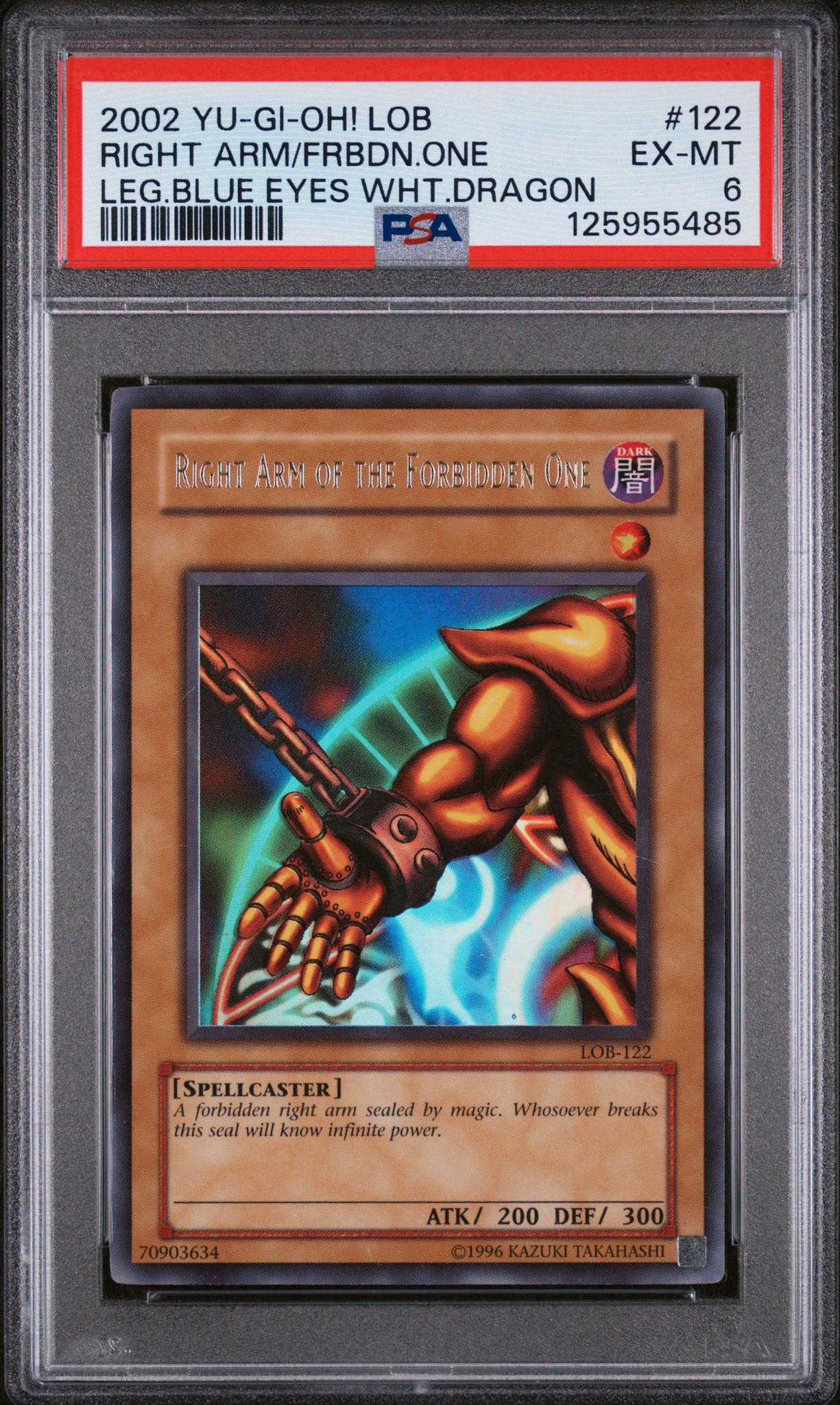 2002 Yu-Gi-Oh Legend of Blue Eyes White Dragon 1st Edition Asian English Right Arm of the Forbidden One Ur #LOB122 PSA 6