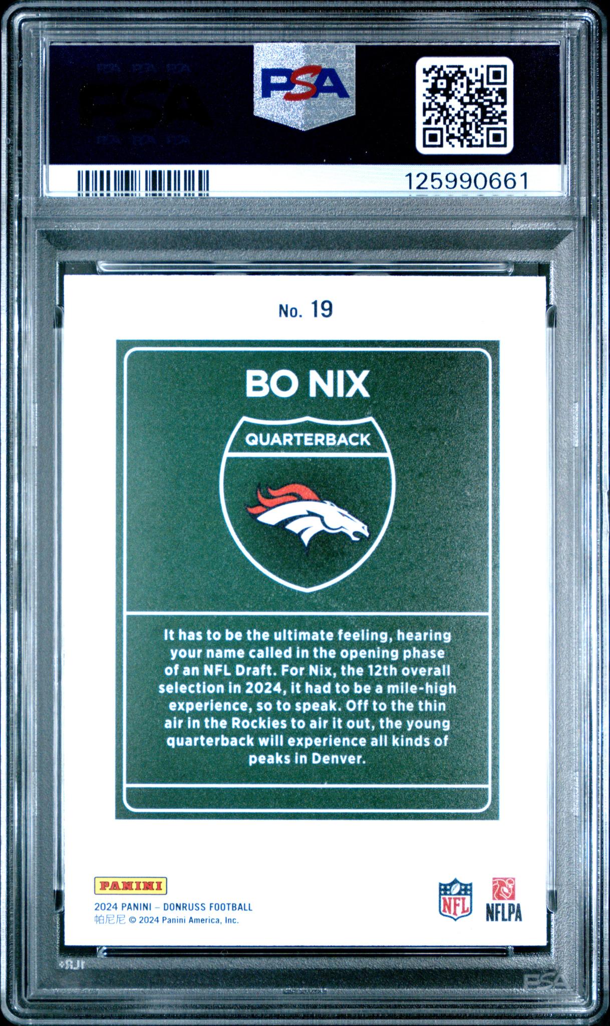 2024 Donruss Downtown Bo Nix #19 PSA 9