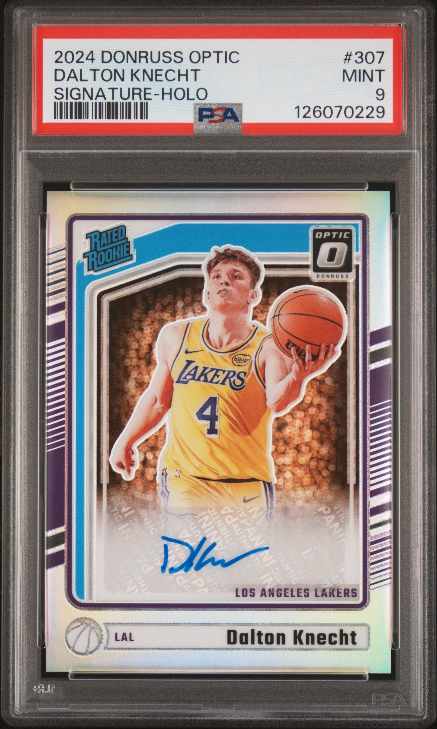 2024 Panini Donruss Optic Signature-Holo Dalton Knecht #307 PSA 9