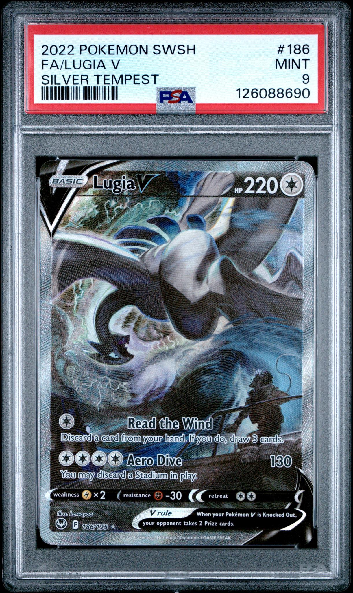 2022 Pokemon Silver Tempest Alt Art Lugia V #186 PSA 9