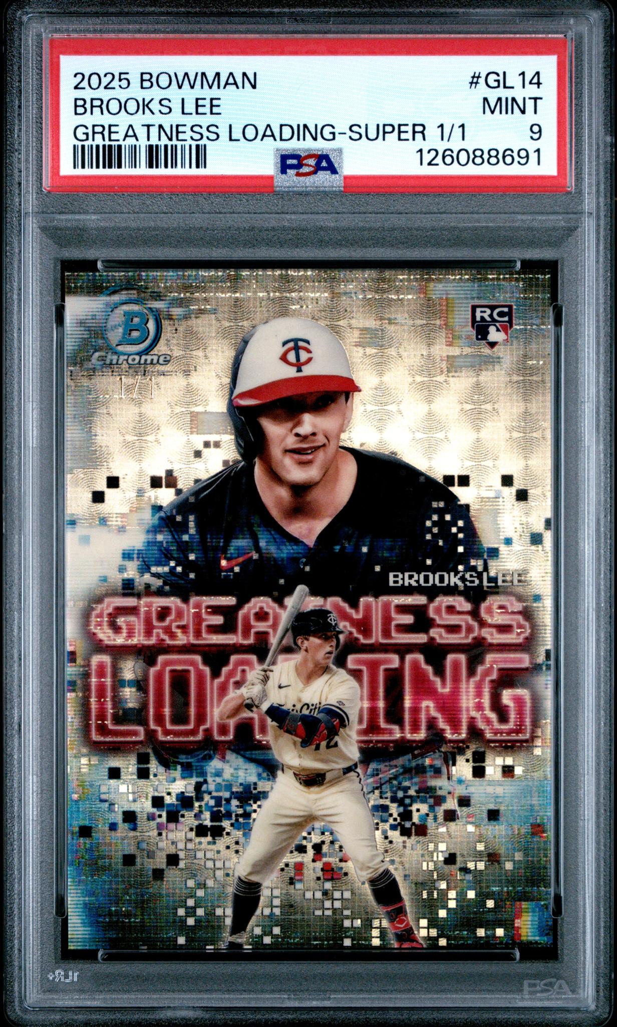 2025 Bowman Chrome Greatness Loading Superfractor Brooks Lee #GL-14 RC 1/1 PSA 9