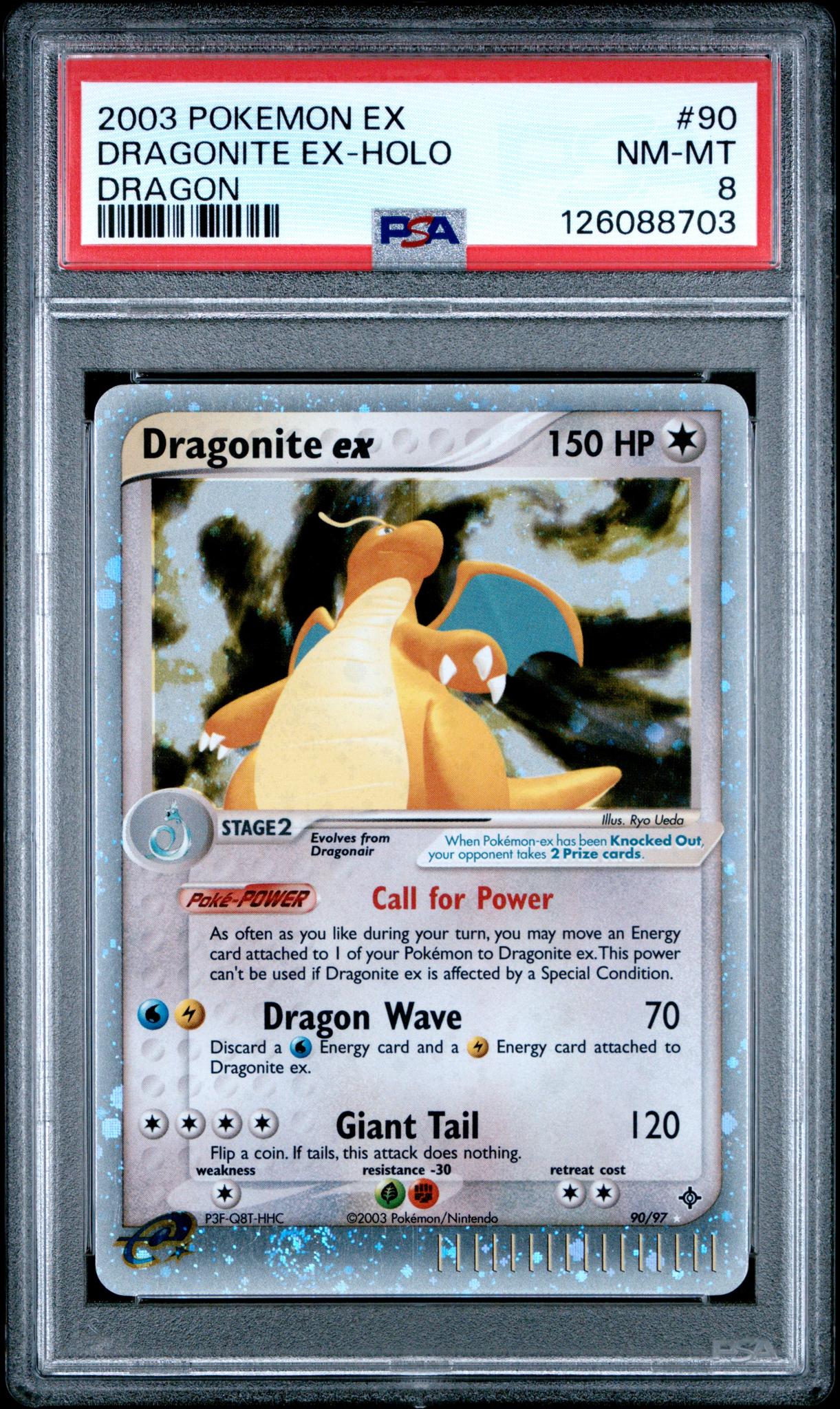 2003 Pokémon EX Dragon Dragonite #90/97 EX Holo PSA 8