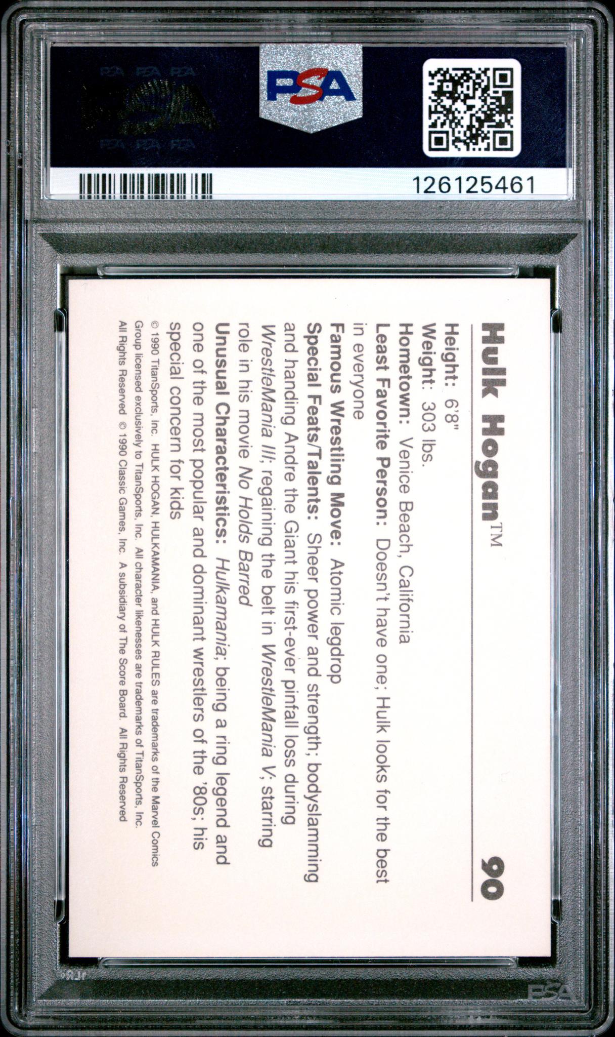1990 Classic WWF Hulk Hogan #90 PSA 8