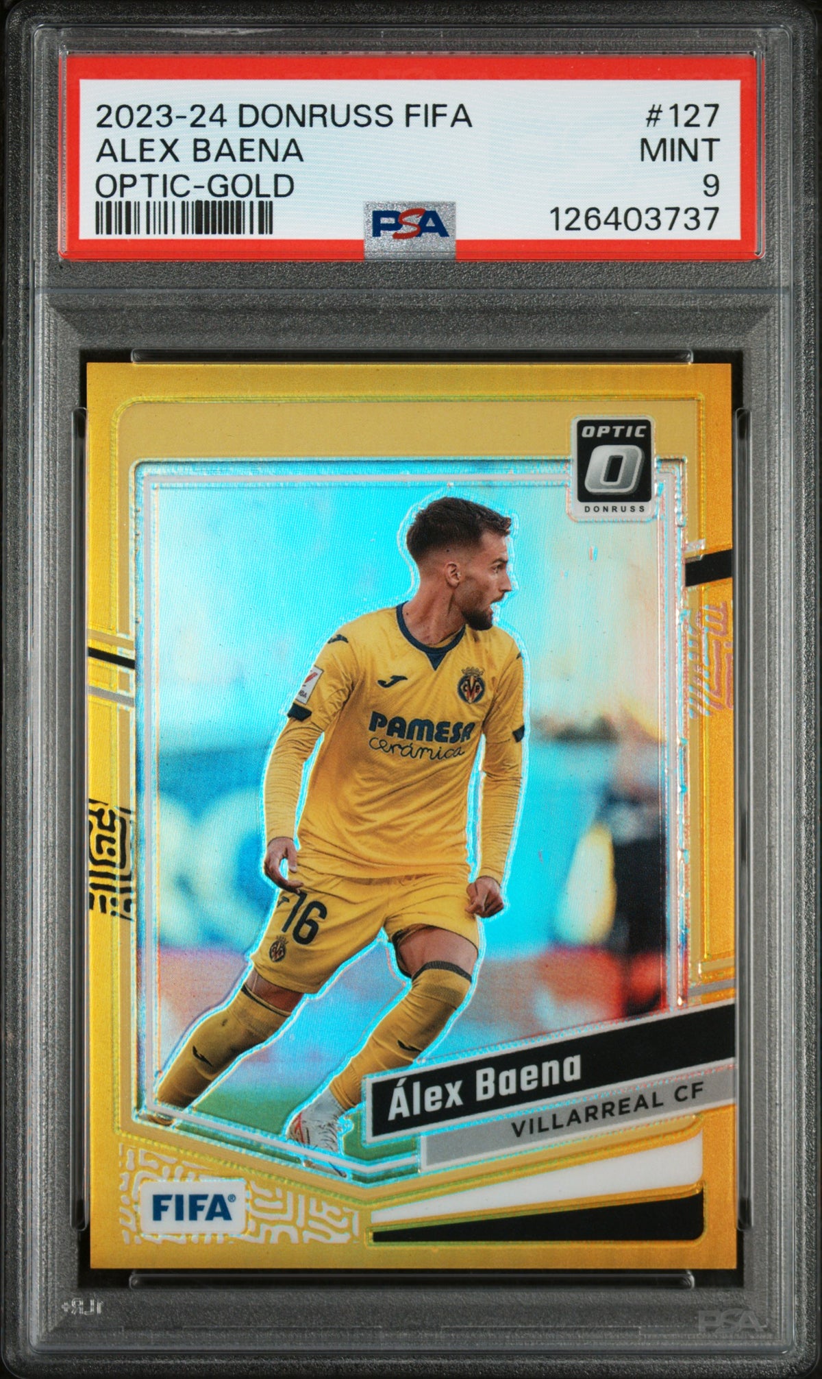2023 Panini Donruss Fifa Optic-Gold Alex Baena #127 /10 PSA 9