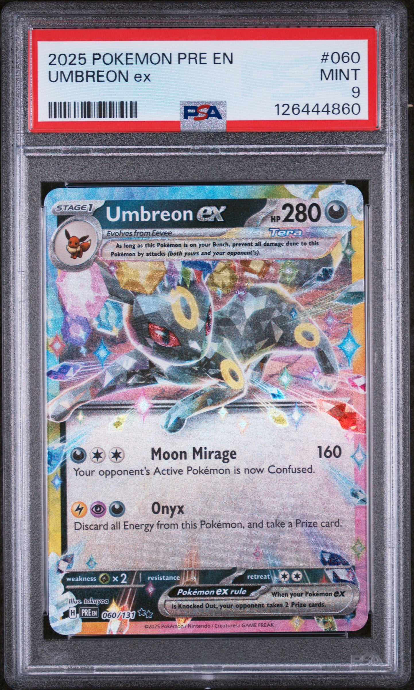 2025 Pokemon Prismatic Evolutions Umbreon Ex #60 PSA 9