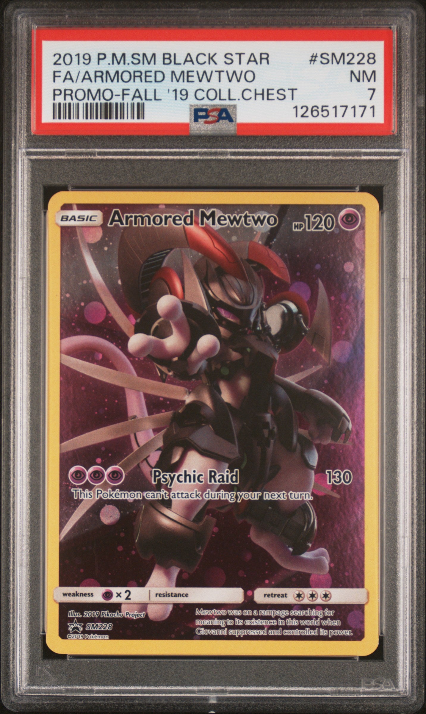 2016 Pokemon Sun and Moon Black Star Promos Armored Mewtwo #SM228 PSA 7
