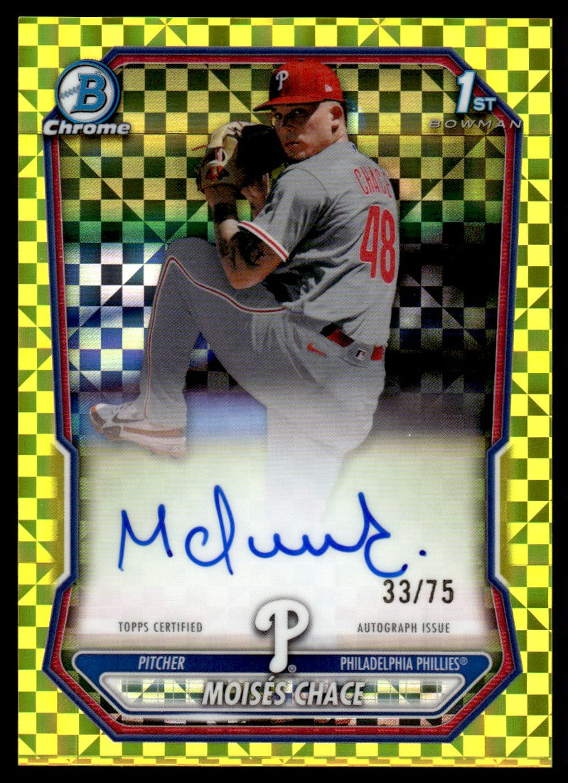 2026 Bowman Chrome Moises Chace 1st Yellow X-Fractor Auto /75