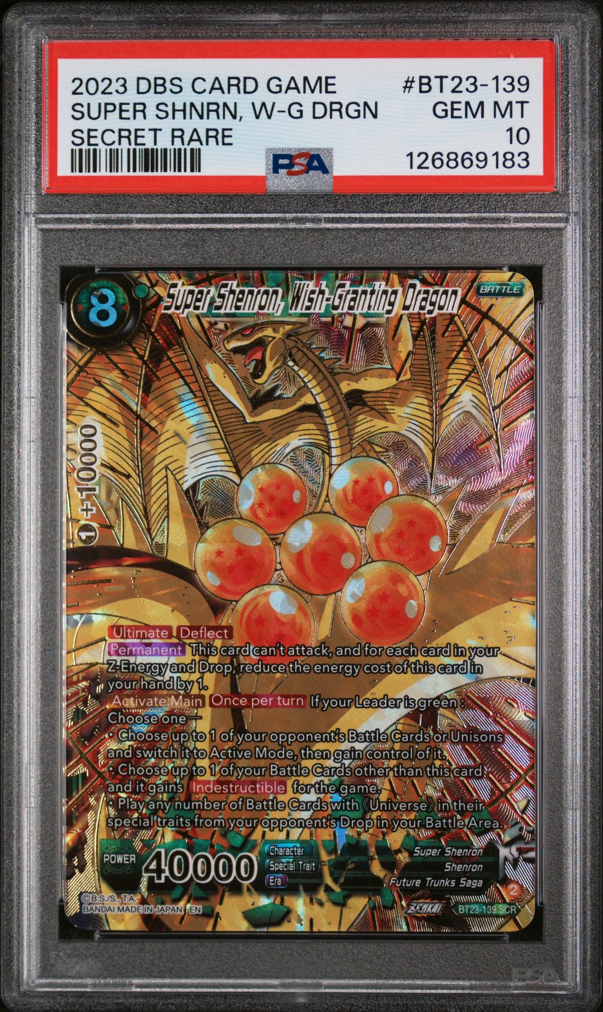 2023 Dragon Ball Super Series 23 Perfect Combination Super Shenron, Wish-Granting Dragon #BT23-139 PSA 10