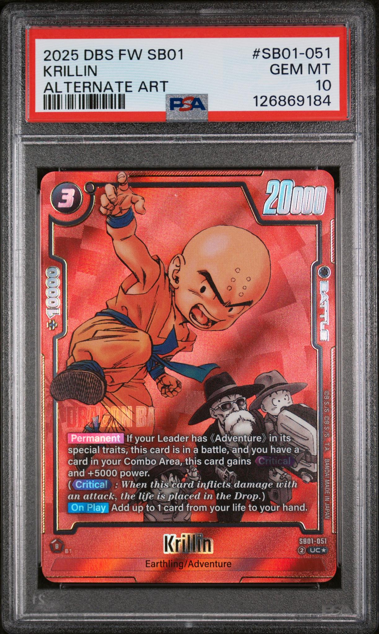 2025 Dragon Ball Super Card Game Fusion World Manga Booster 01 Alternate Art Krillin #SB01-051 PSA 10